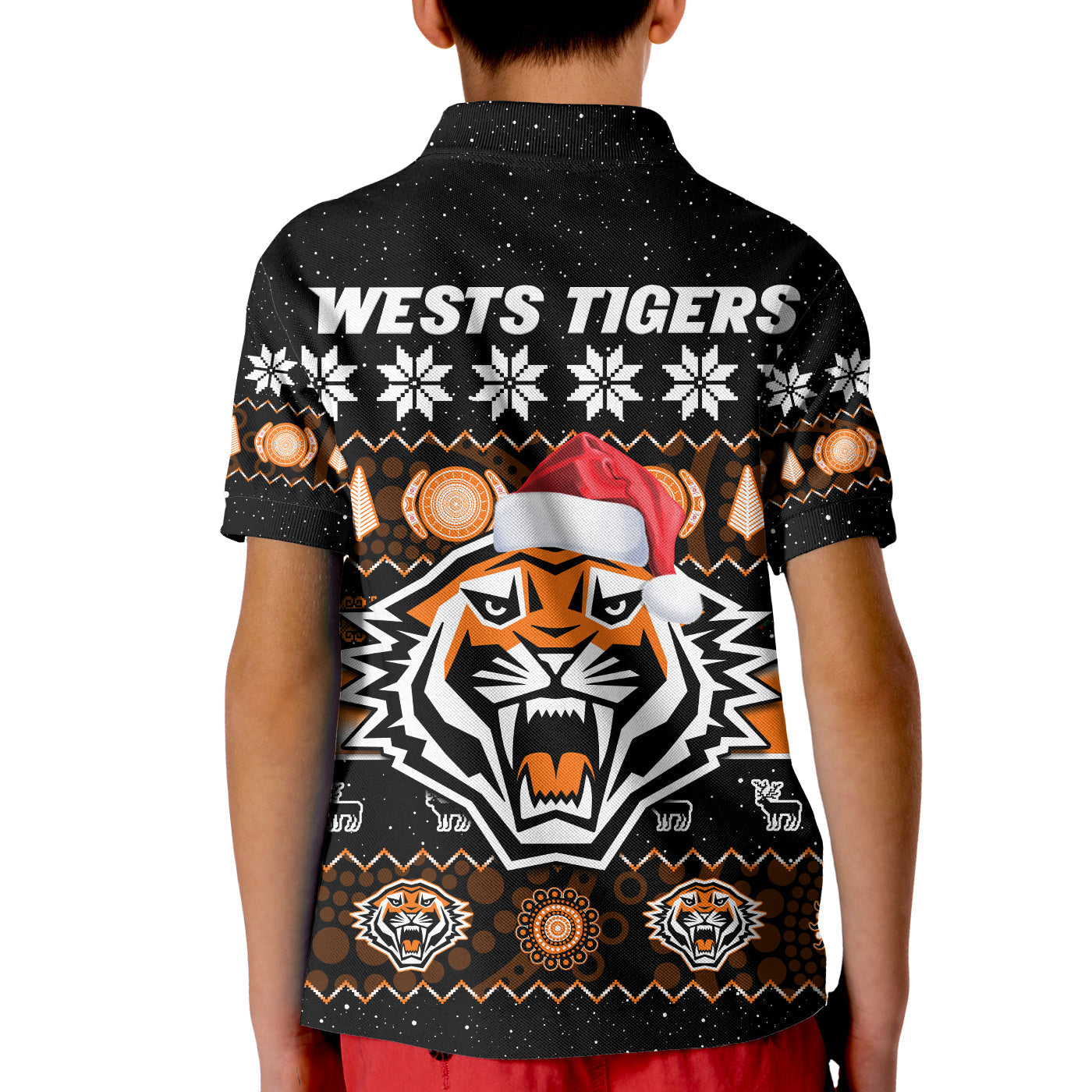 wests-tigers-christmas-polo-shirt-aboriginal-art-merry-xmas