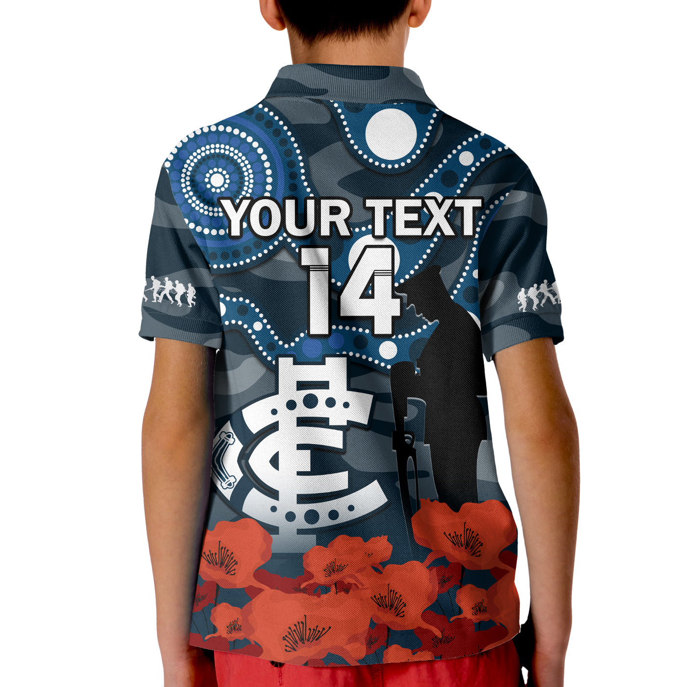 custom-text-and-number-carlton-football-anzac-2023-polo-shirt-blues-aboriginal-mix-poppy-camouflage