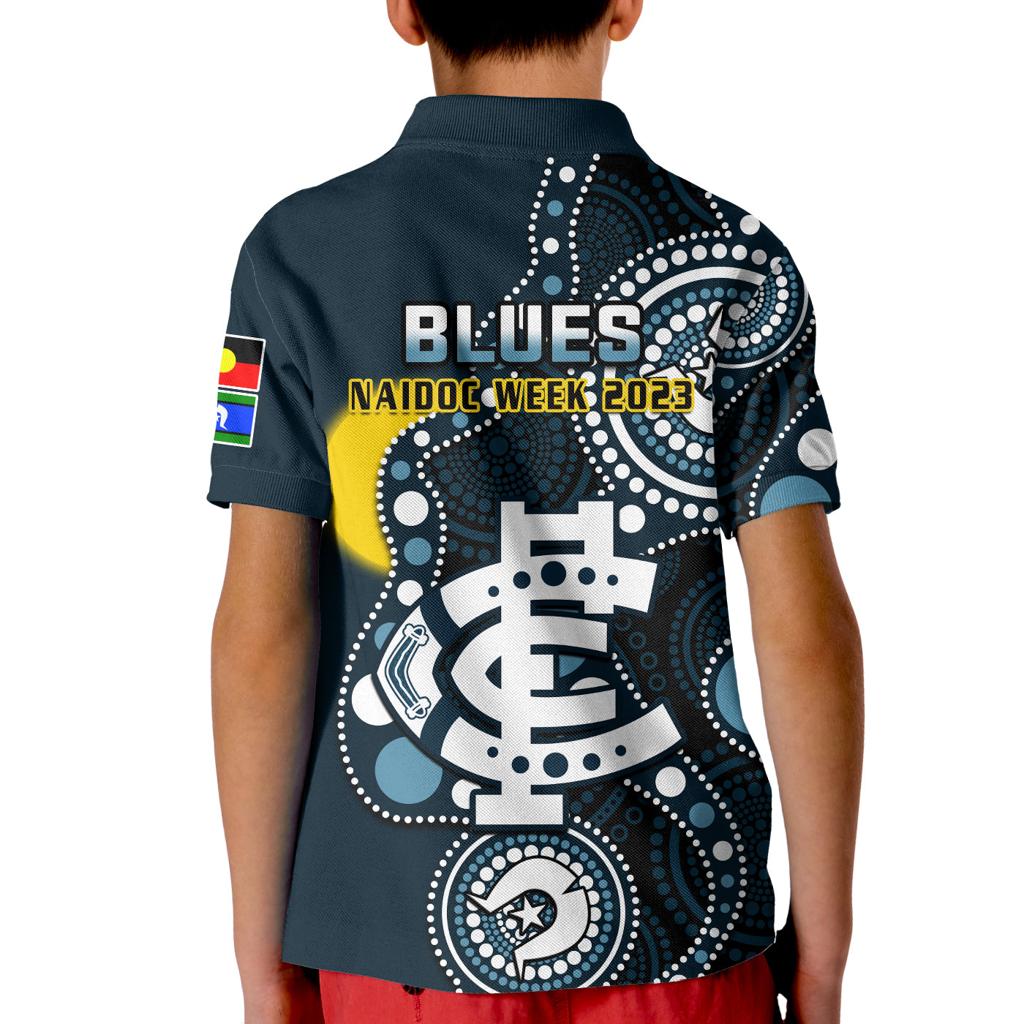 carlton-football-naidoc-2023-polo-shirt-kid-blues-for-our-elders-indigenous-art