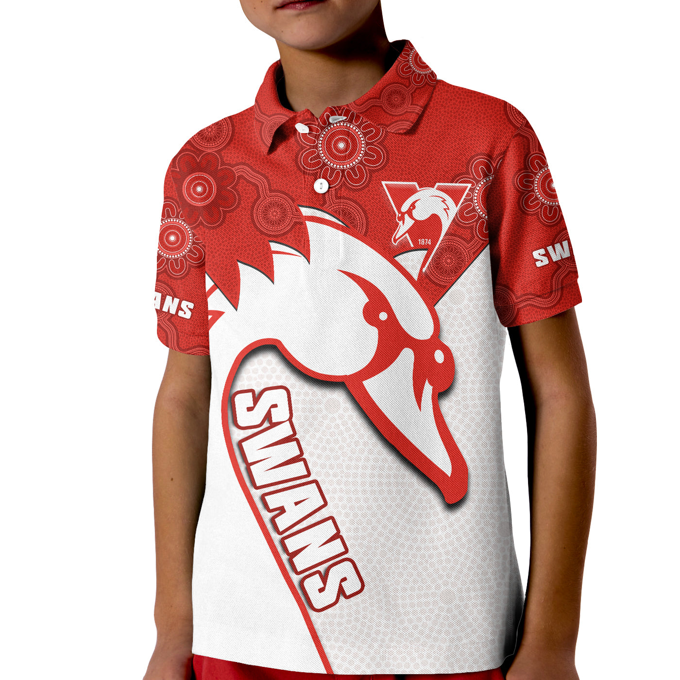 sydney-football-polo-shirt-kid-swans-1874-dot-painting-artsy