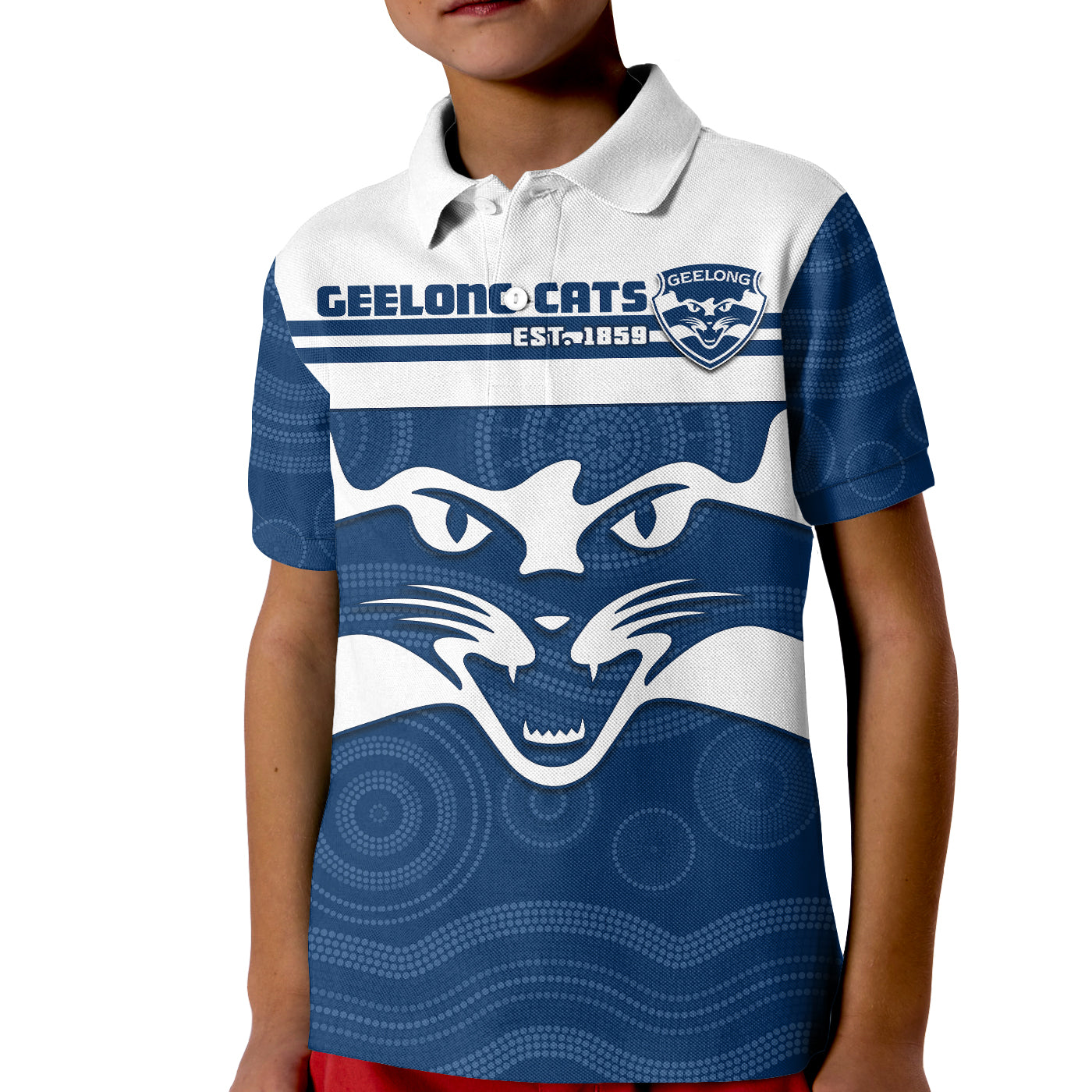 custom-text-and-number-cats-football-polo-shirt-kid-geelong-est-1859-aboriginal-art