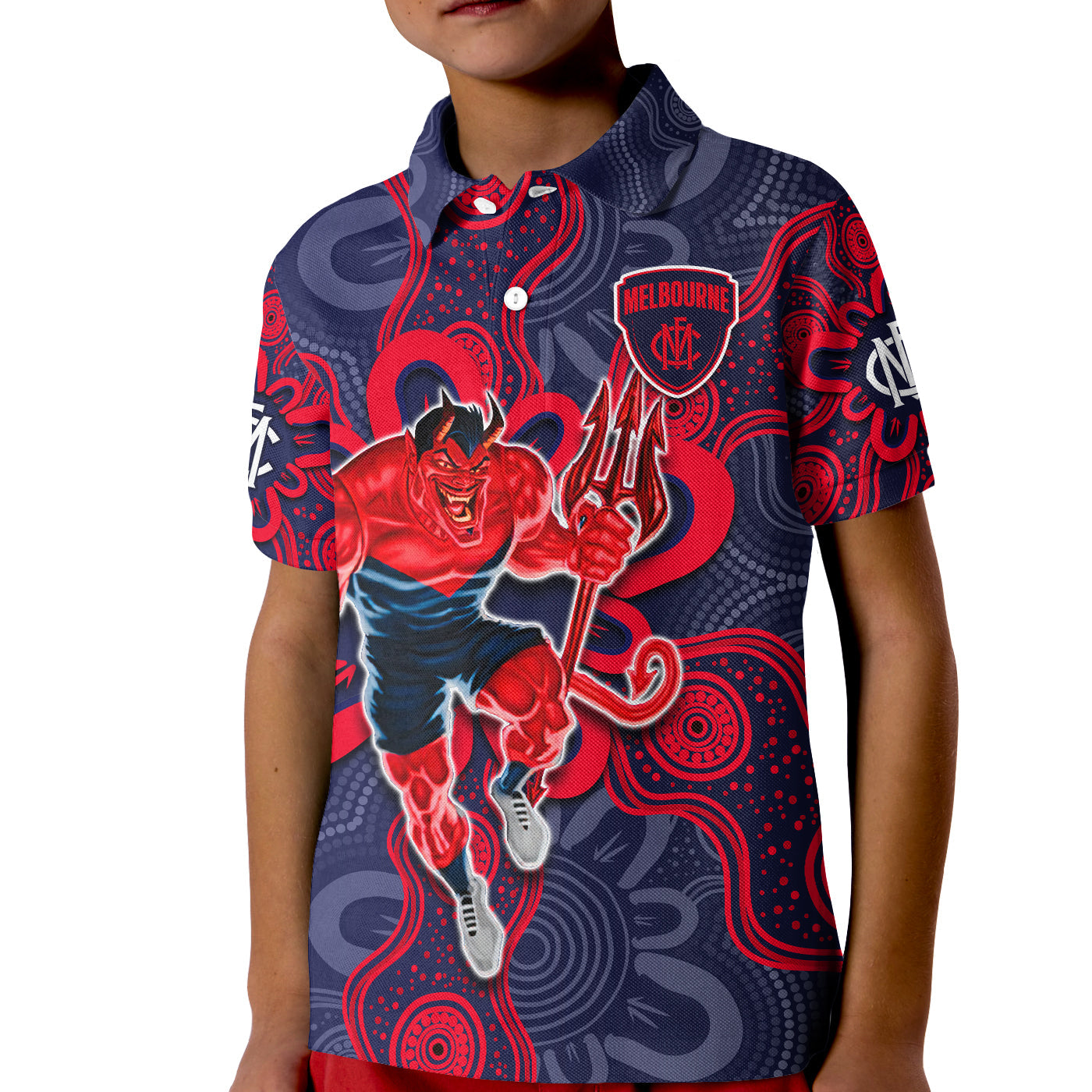 demons-football-2022-polo-shirt-kid-australian-aboriginal-dot-painting