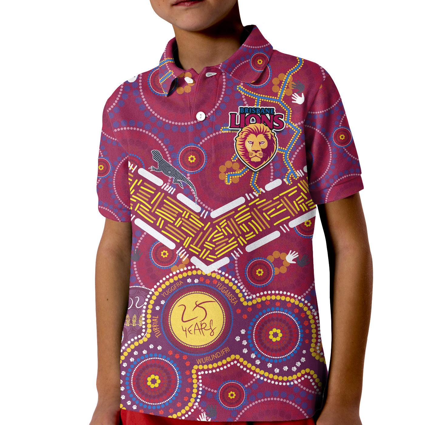 brisbane-football-polo-shirt-kid-indigenous-pattern-go-lions-unique-style