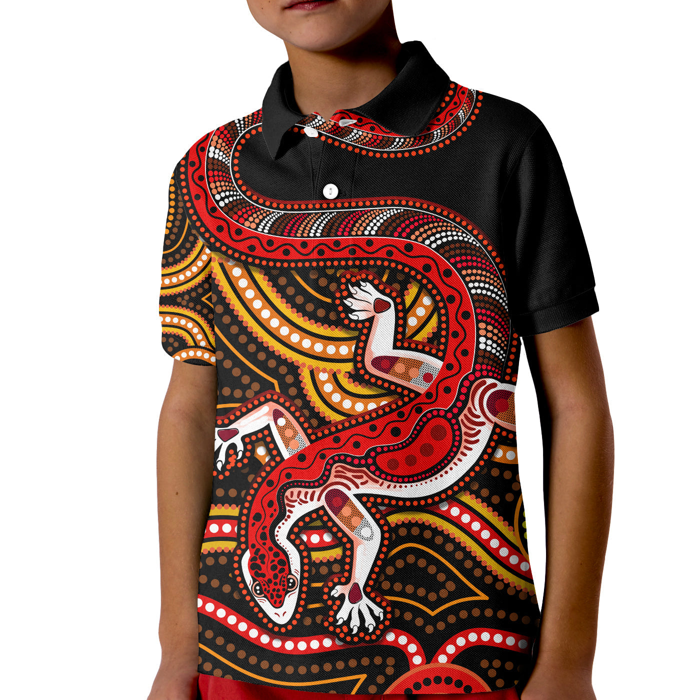 custom-personalised-aboriginal-art-lizard-polo-shirt-you-are-number-one