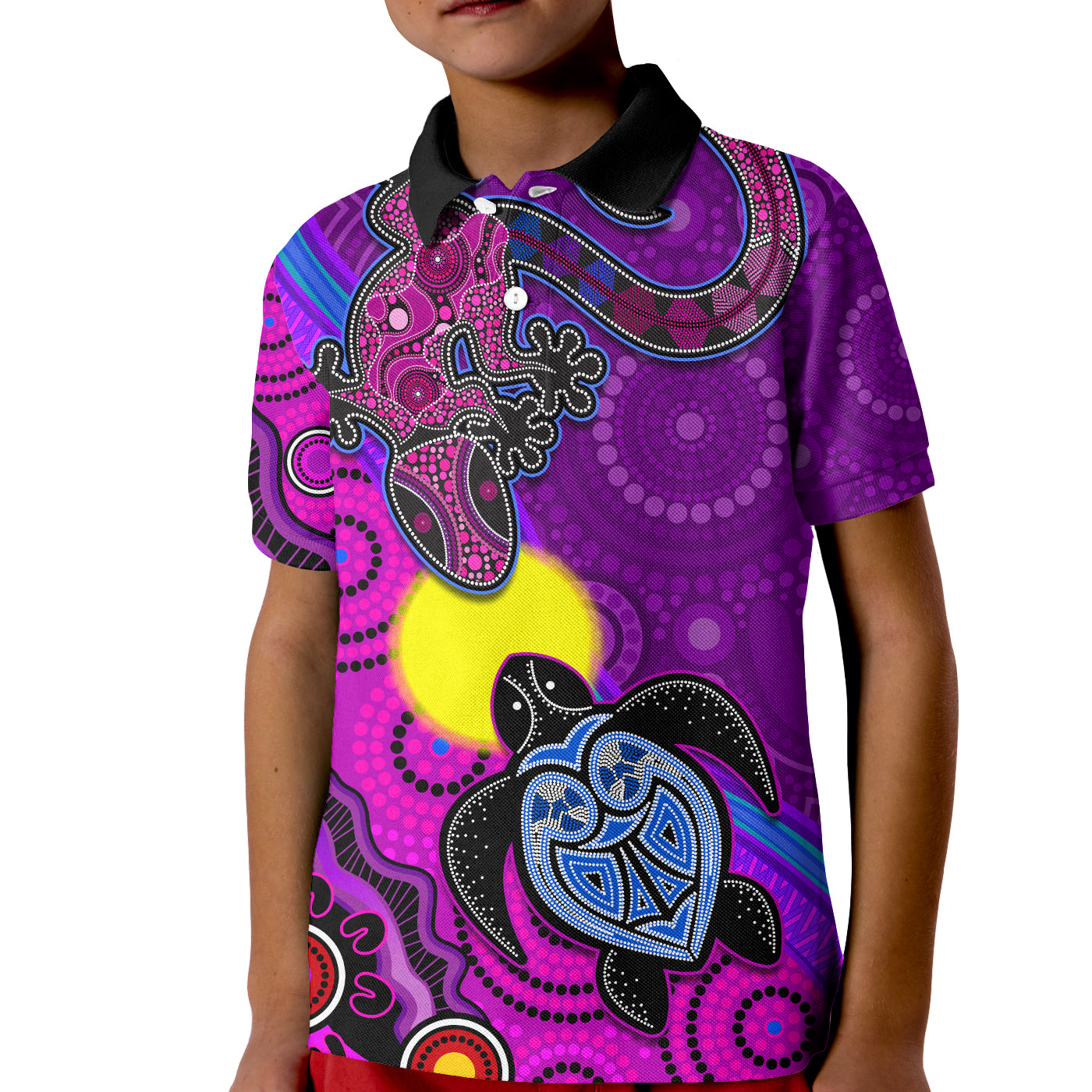 custom-personalised-australia-lizard-and-turtle-polo-shirt-aboriginal-art-beautiful-life