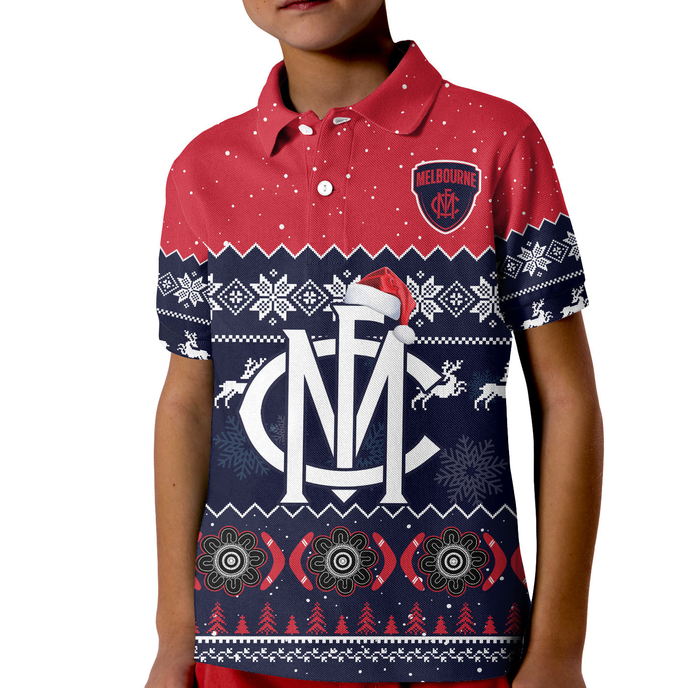 melbourne-football-polo-shirt-demons-indigenous-merry-christmas