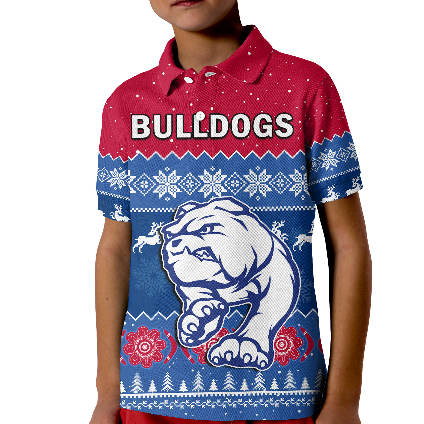 western-bulldogs-football-polo-shirt-kid-dogs-indigenous-merry-christmas