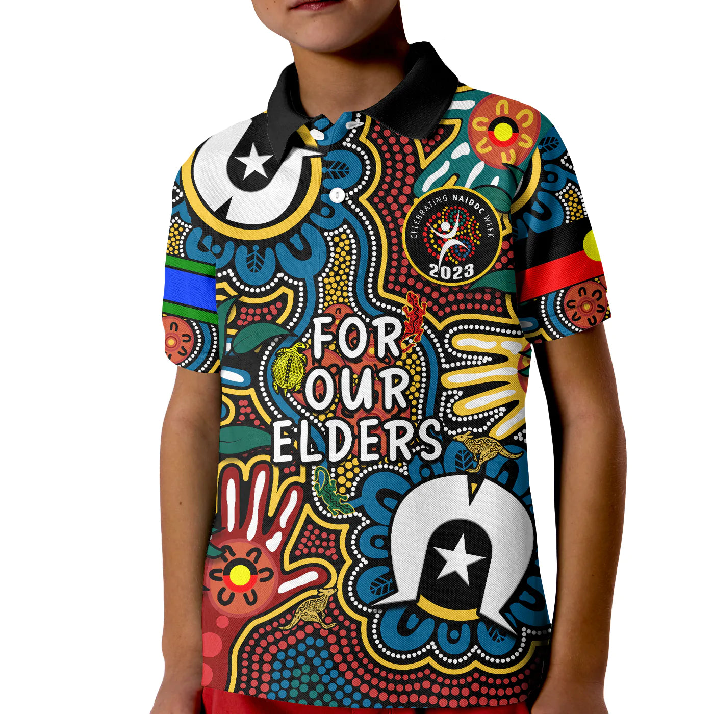 australia-naidoc-week-2023-polo-shirt-for-our-elders-indigenous