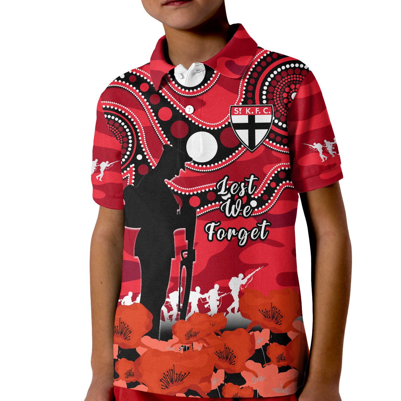 st-kilda-football-anzac-2023-polo-shirt-kid-saints-aboriginal-mix-poppy-camouflage