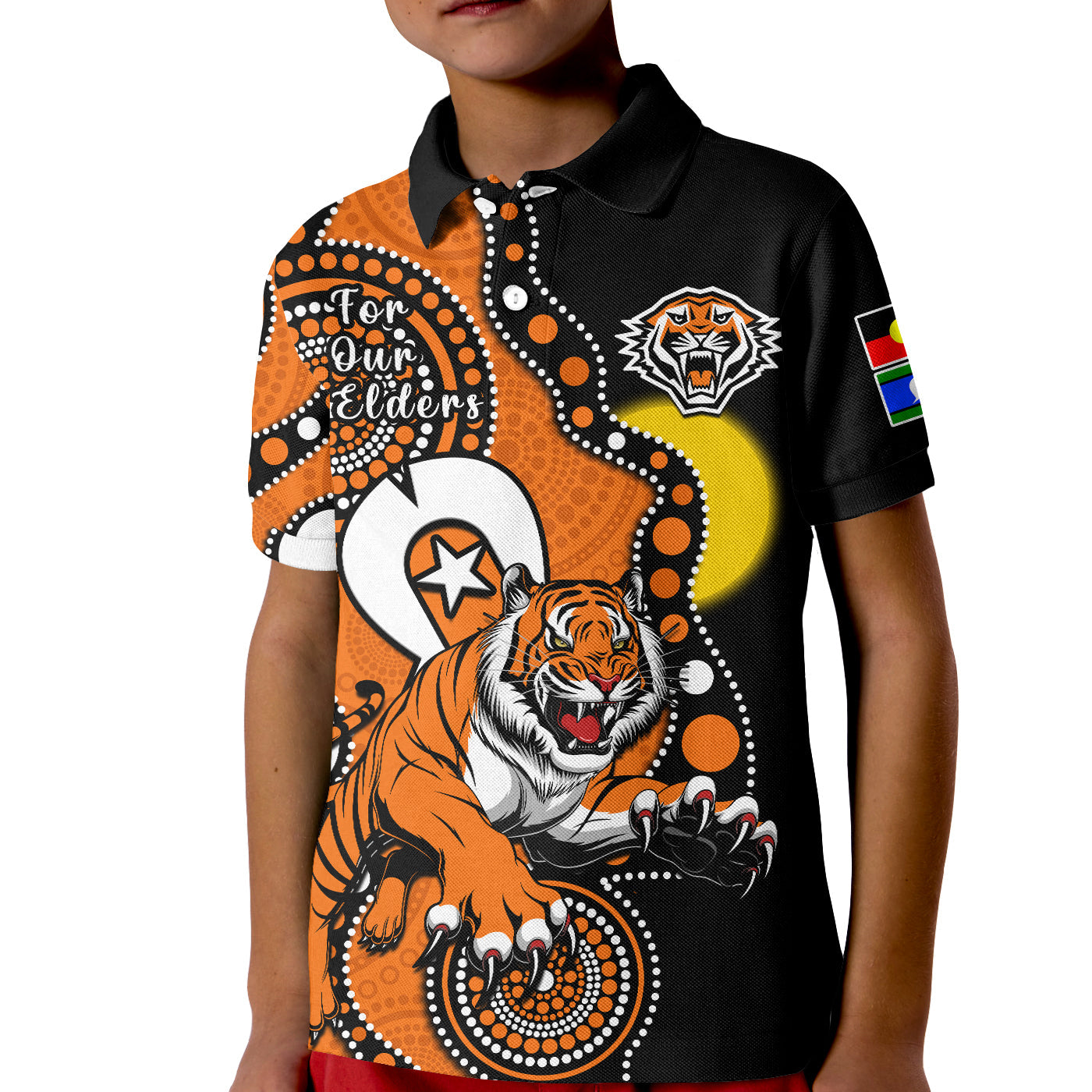 wests-tigers-rugby-naidoc-2023-polo-shirt-for-our-elders-indigenous-art