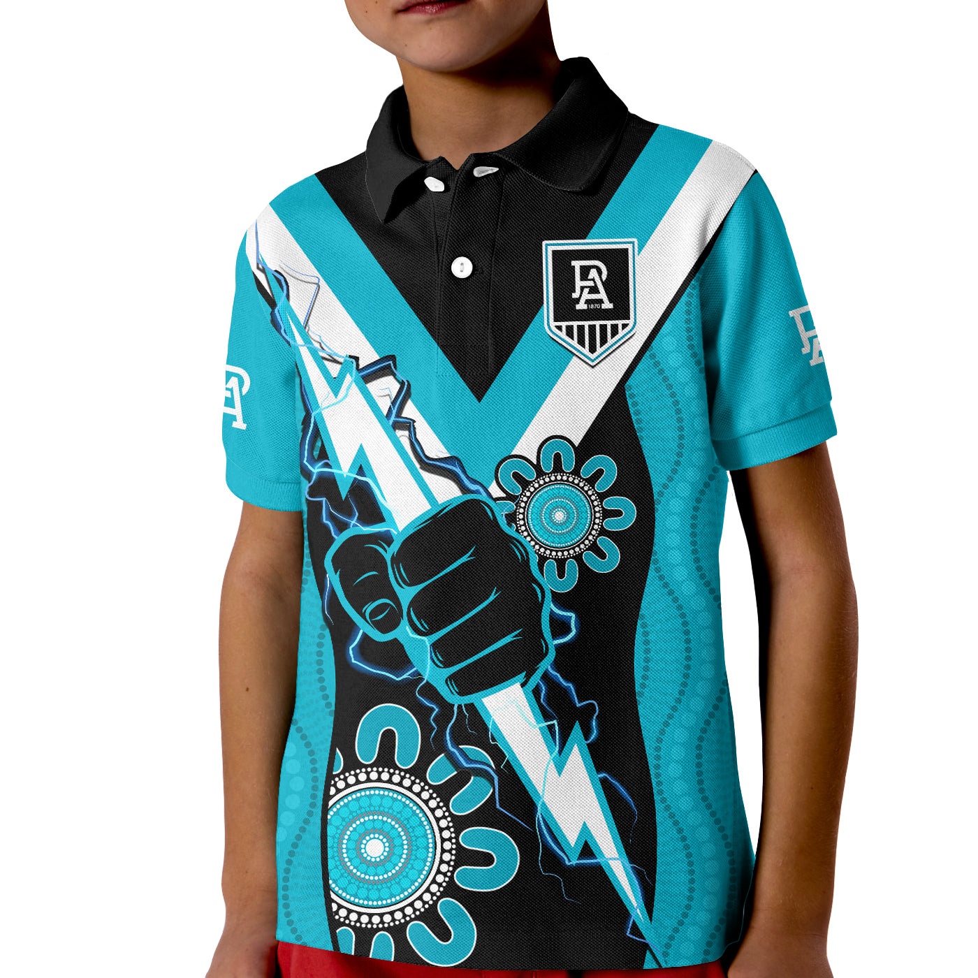 port-adelaide-football-polo-shirt-kid-power-thunder-hand-mix-aboriginal-dynamic