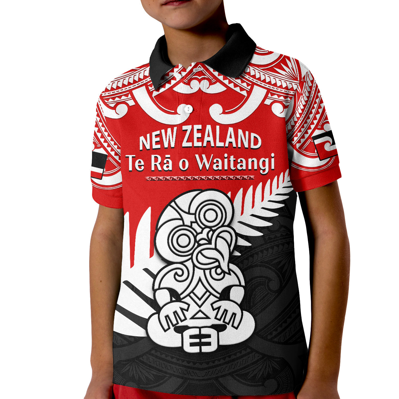 waitangi-day-polo-shirt-kid-tino-rangatiratanga-flag-with-tiki-maori-fern