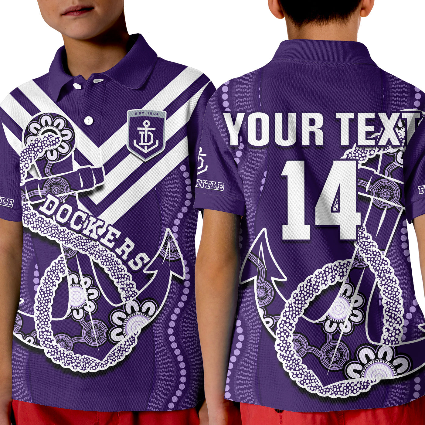 custom-text-and-number-dockers-football-polo-shirt-fremantle-anchor-mix-aboriginal-pattern-dynamic-style