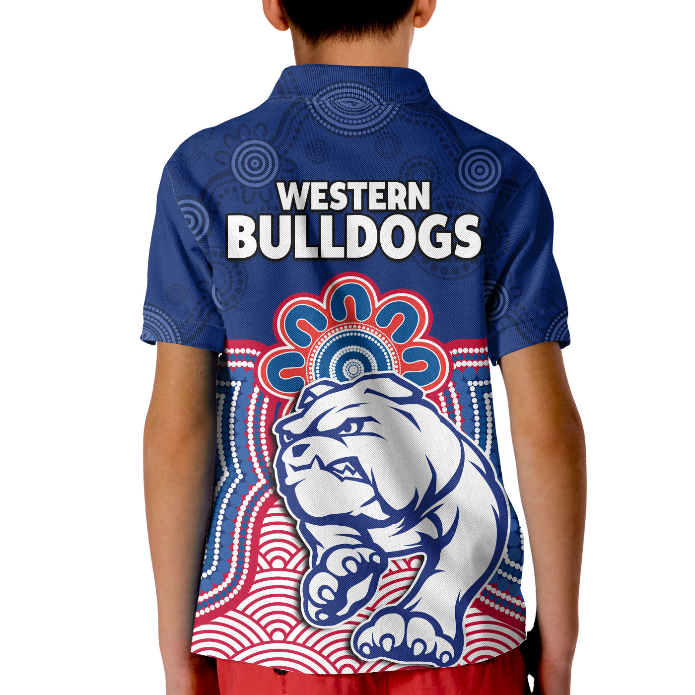 bulldogs-football-polo-shirt-kid-western-doggies-aboriginal-art