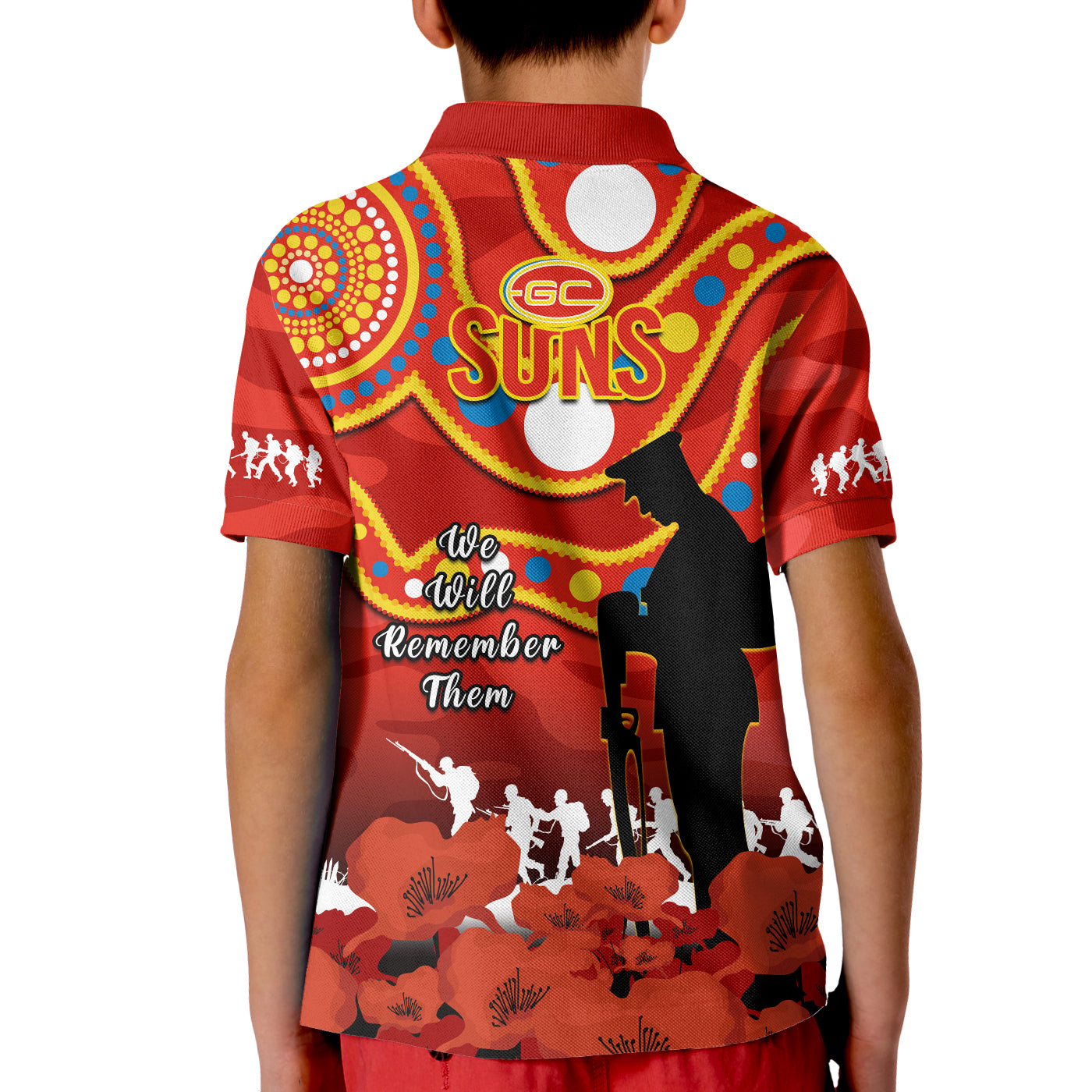 gold-coast-football-anzac-2023-polo-shirt-suns-aboriginal-mix-poppy-camouflage