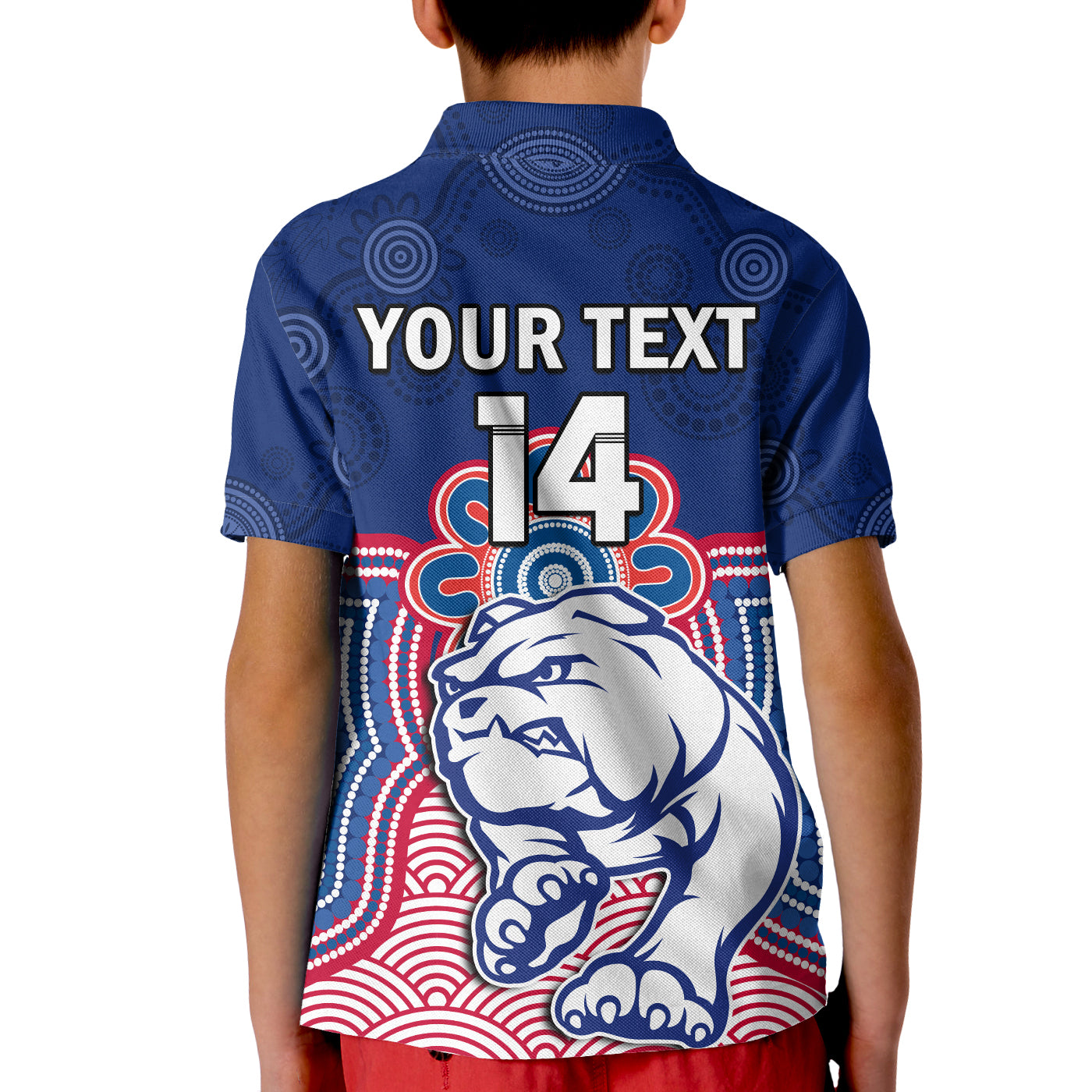 custom-text-and-number-bulldogs-football-polo-shirt-kid-western-doggies-aboriginal-art