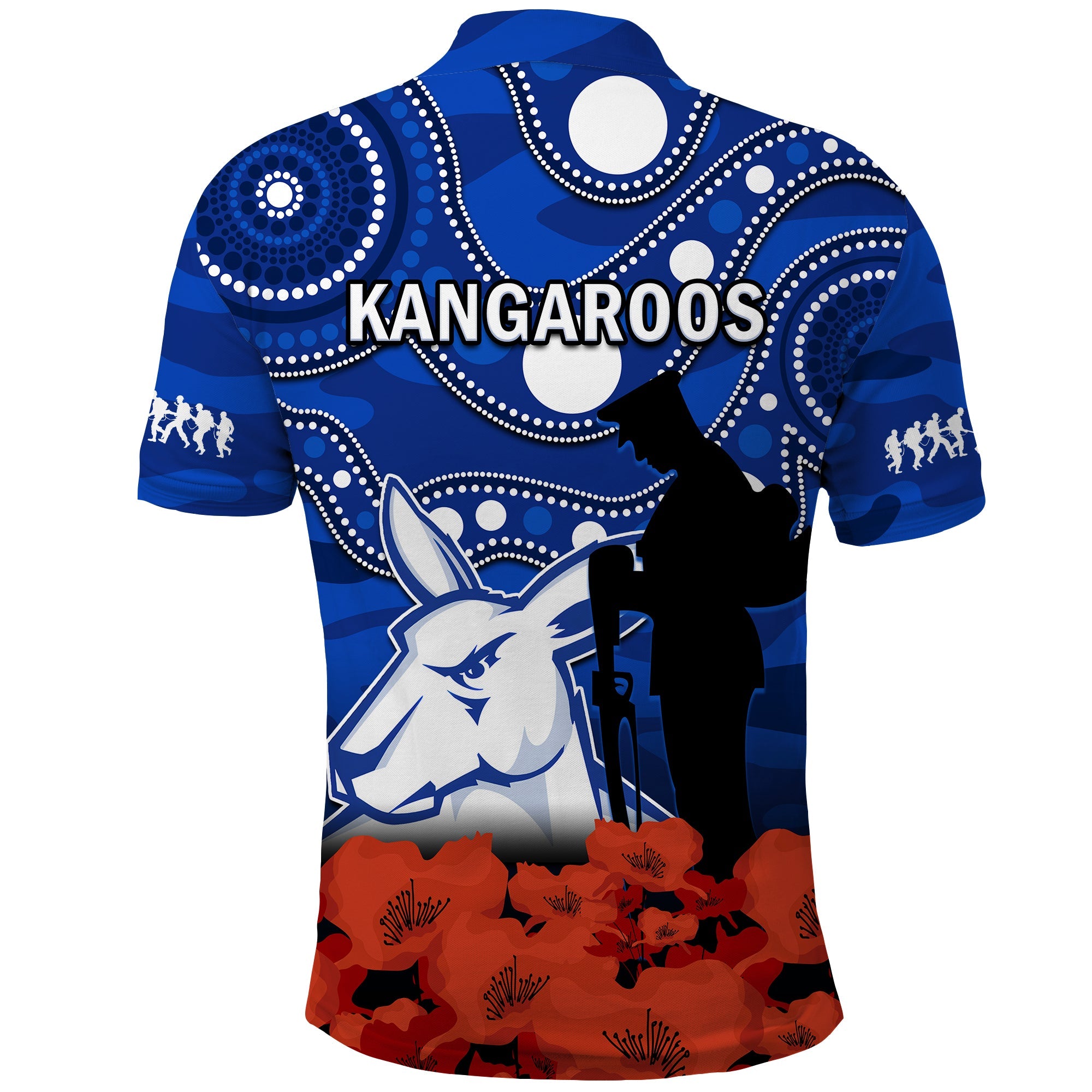 north-melbourne-football-anzac-2023-polo-shirt-kangaroos-aboriginal-mix-poppy-camouflage