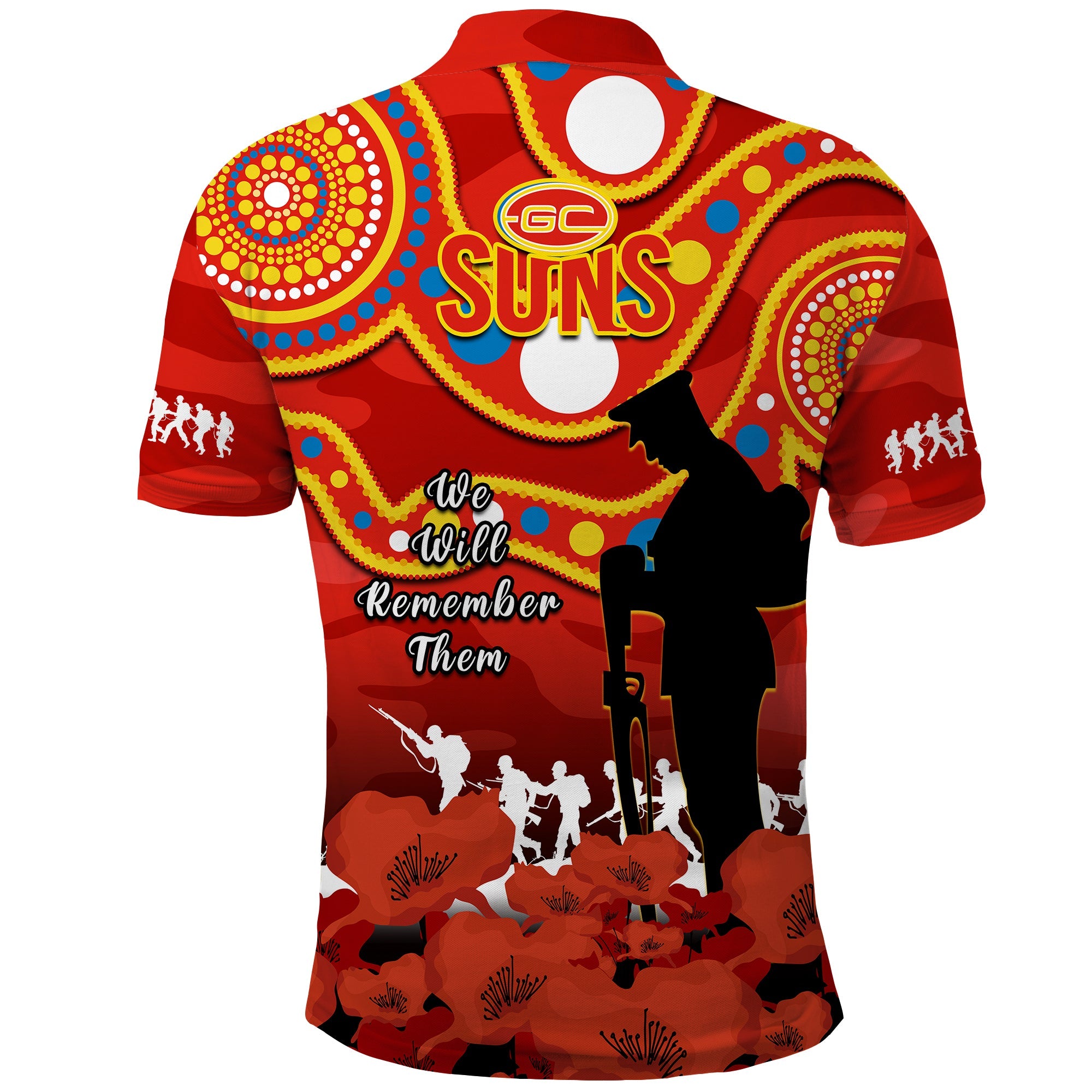 gold-coast-football-anzac-2023-polo-shirt-suns-aboriginal-mix-poppy-camouflage