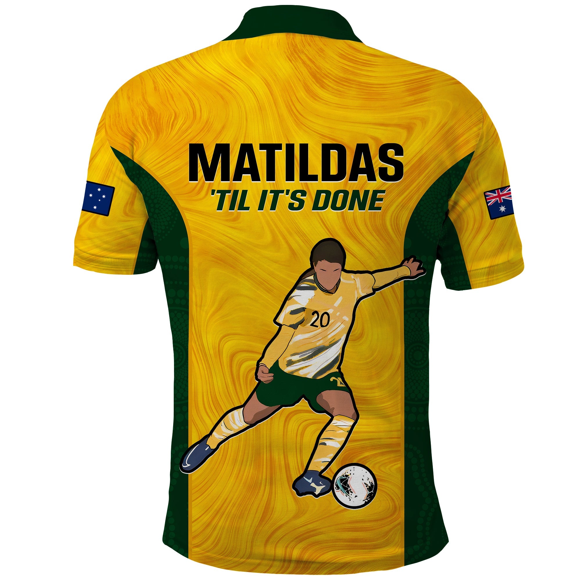 Australia Soccer Polo Shirt Sam Kerr Matildas World Cup Yellow LT14