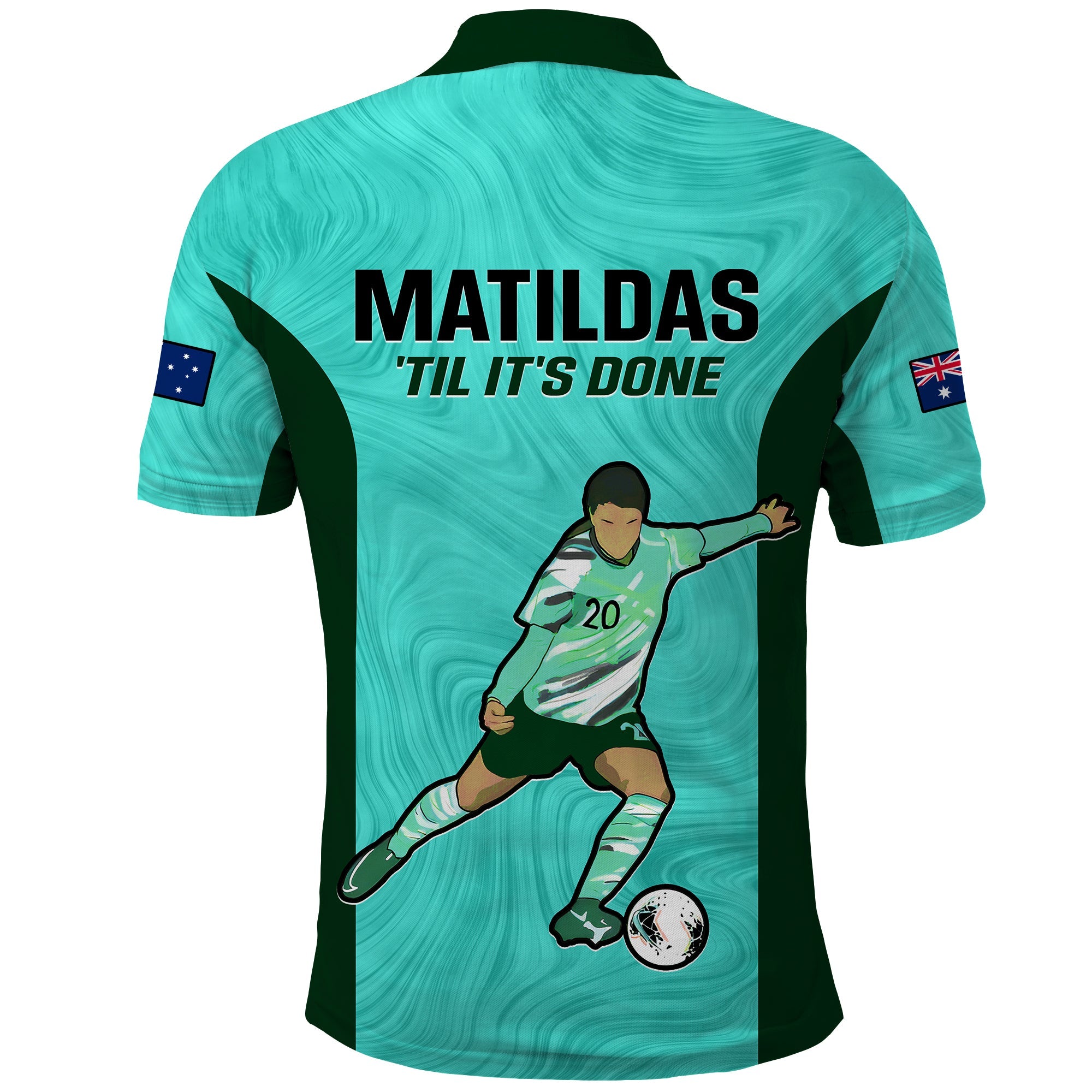 Australia Soccer Polo Shirt Sam Kerr Matildas World Cup Turquoise LT14