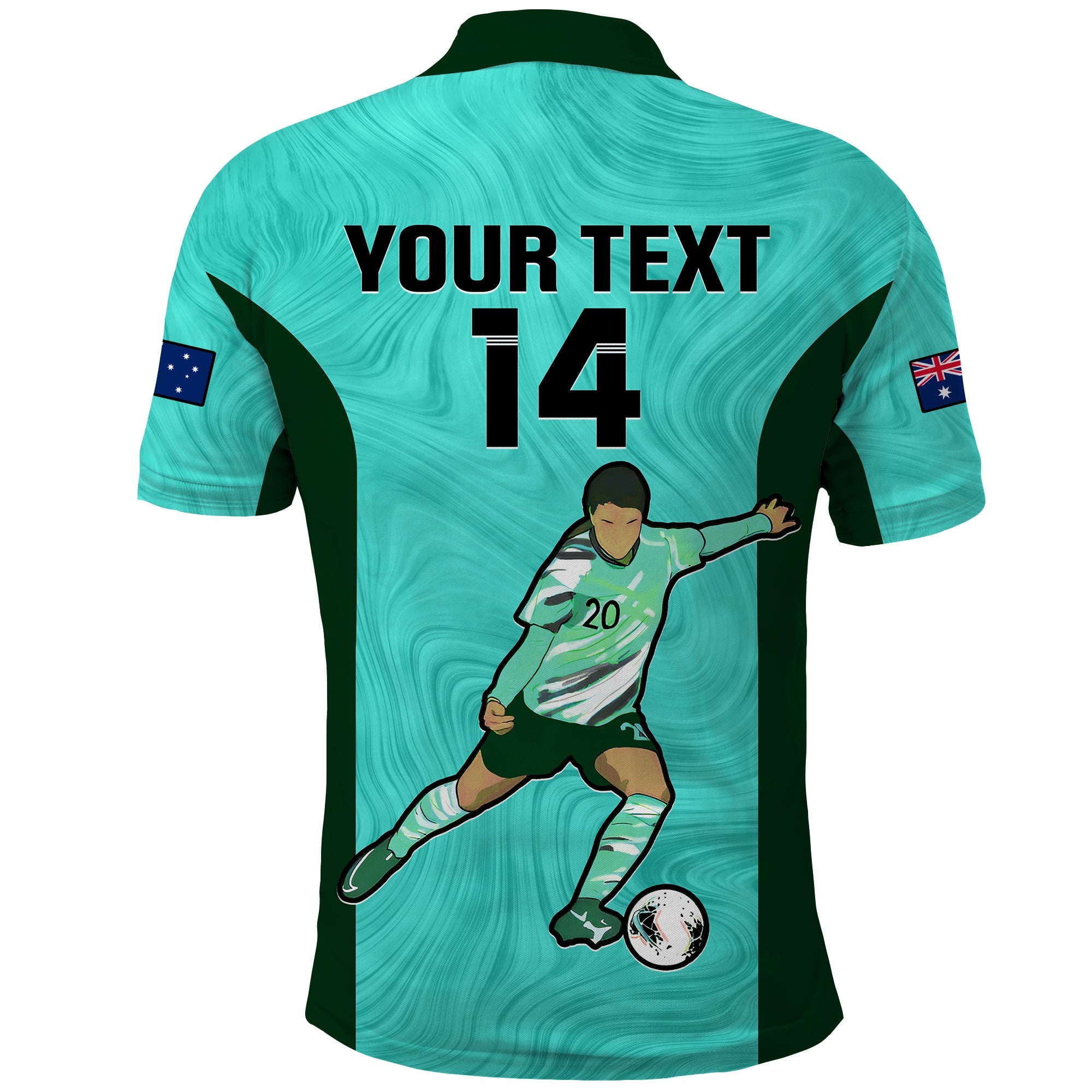 Custom Australia Soccer Polo Shirt Sam Kerr Matildas World Cup Turquoise LT14