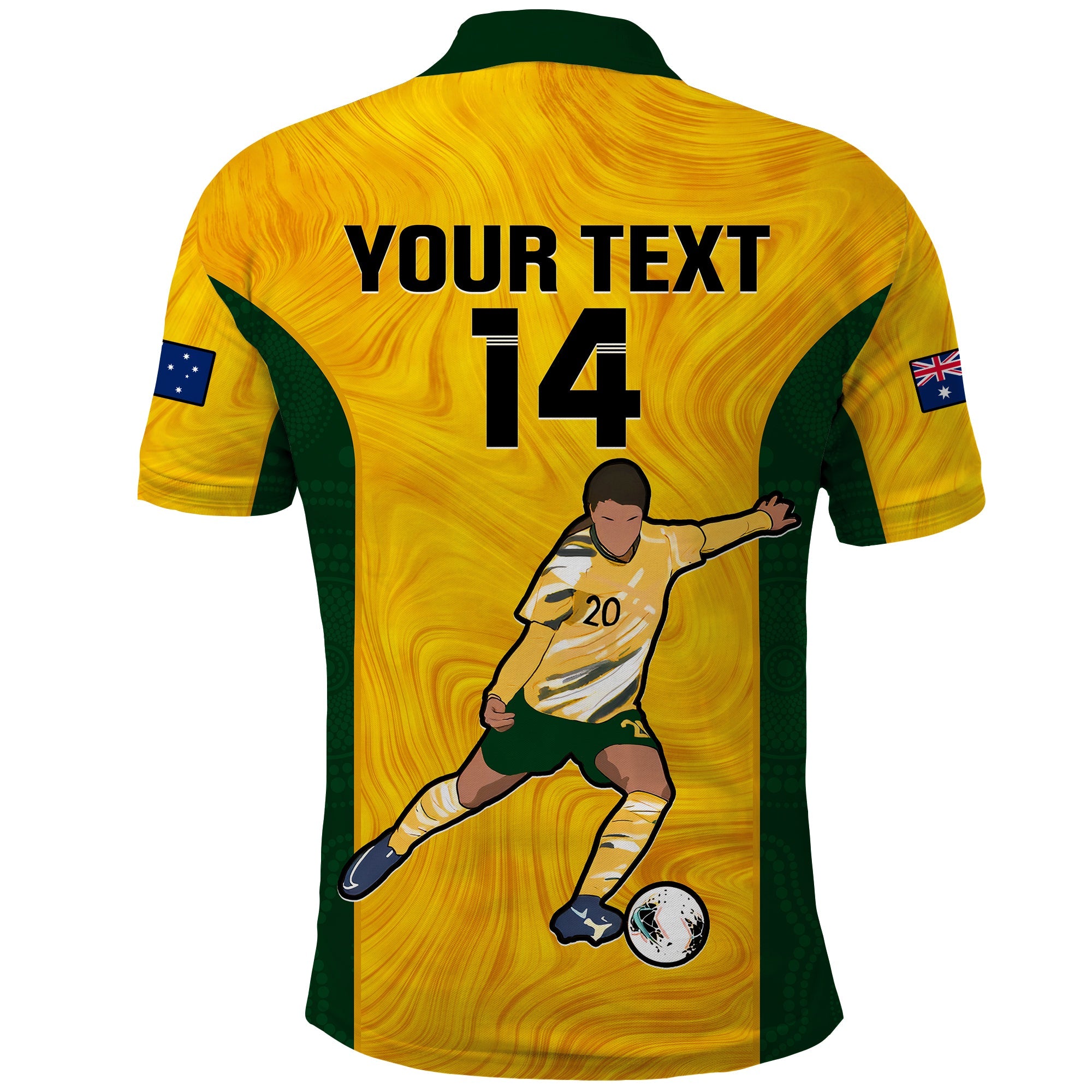 Custom Australia Soccer Polo Shirt Sam Kerr Matildas World Cup Yellow LT14