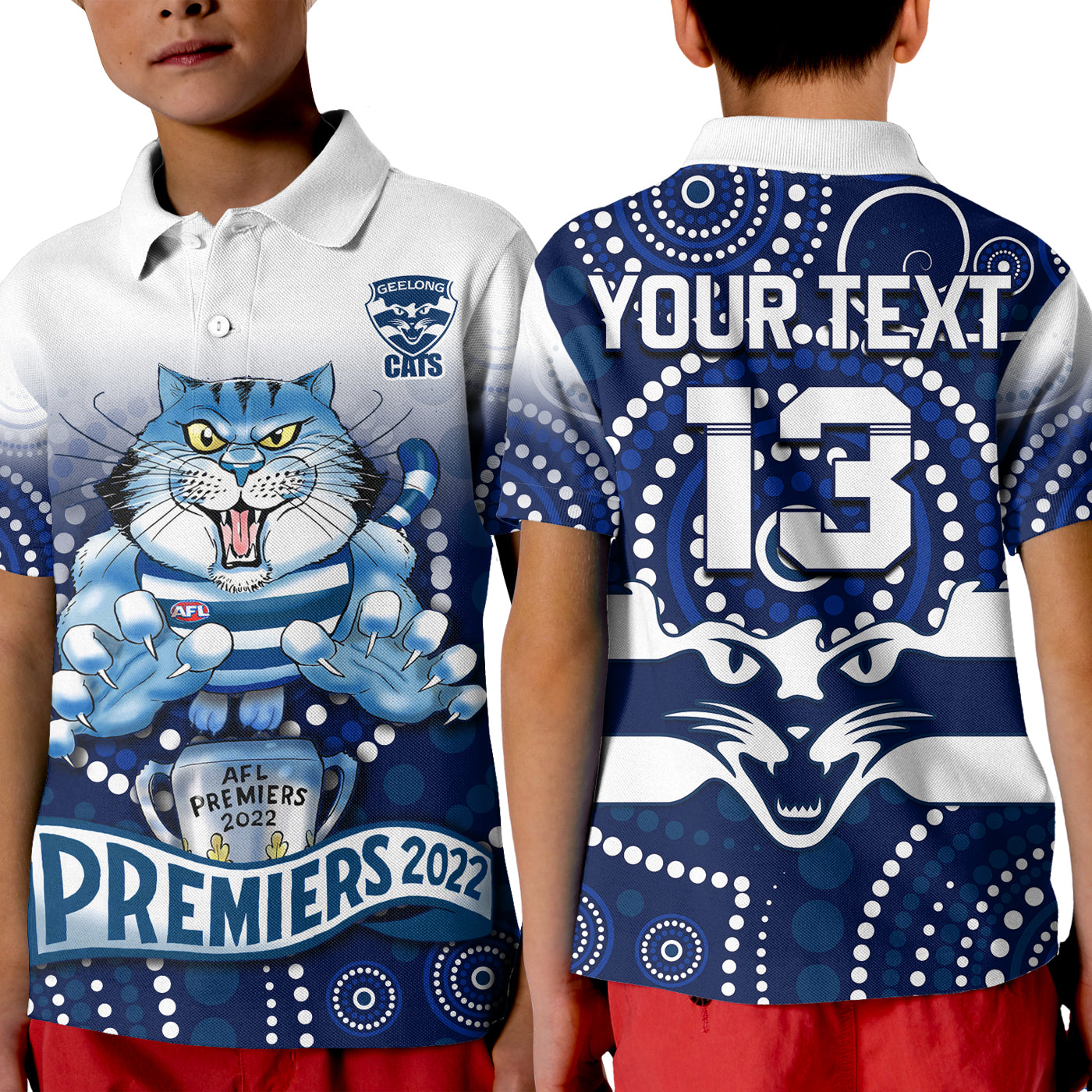 custom-text-and-number-cats-football-polo-shirt-aboriginal-australian-premiers-2022-proud-geelong-cartoon