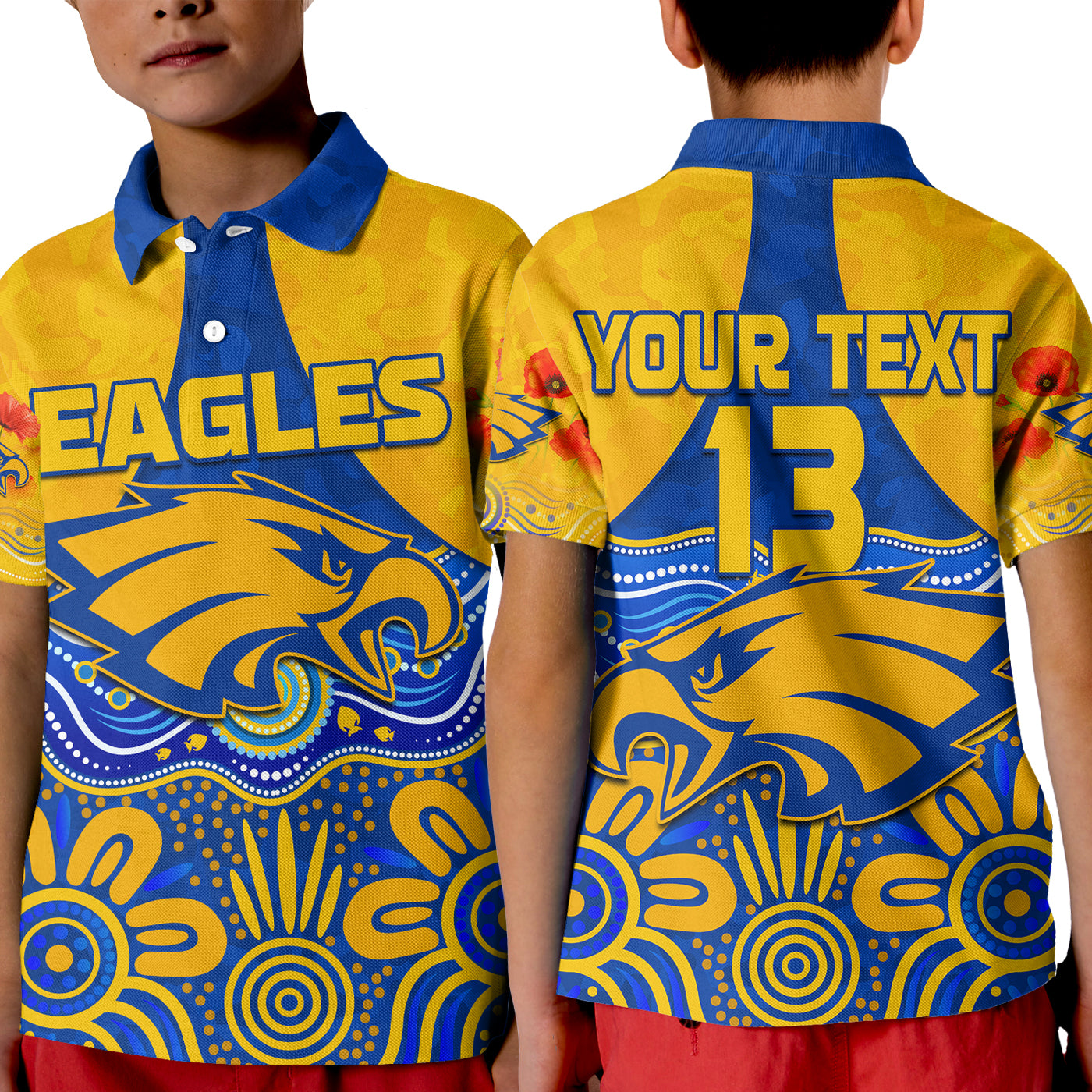 custom-text-and-number-eagles-anzac-2022-polo-shirt-kid-west-coast-aboriginal-remember-them