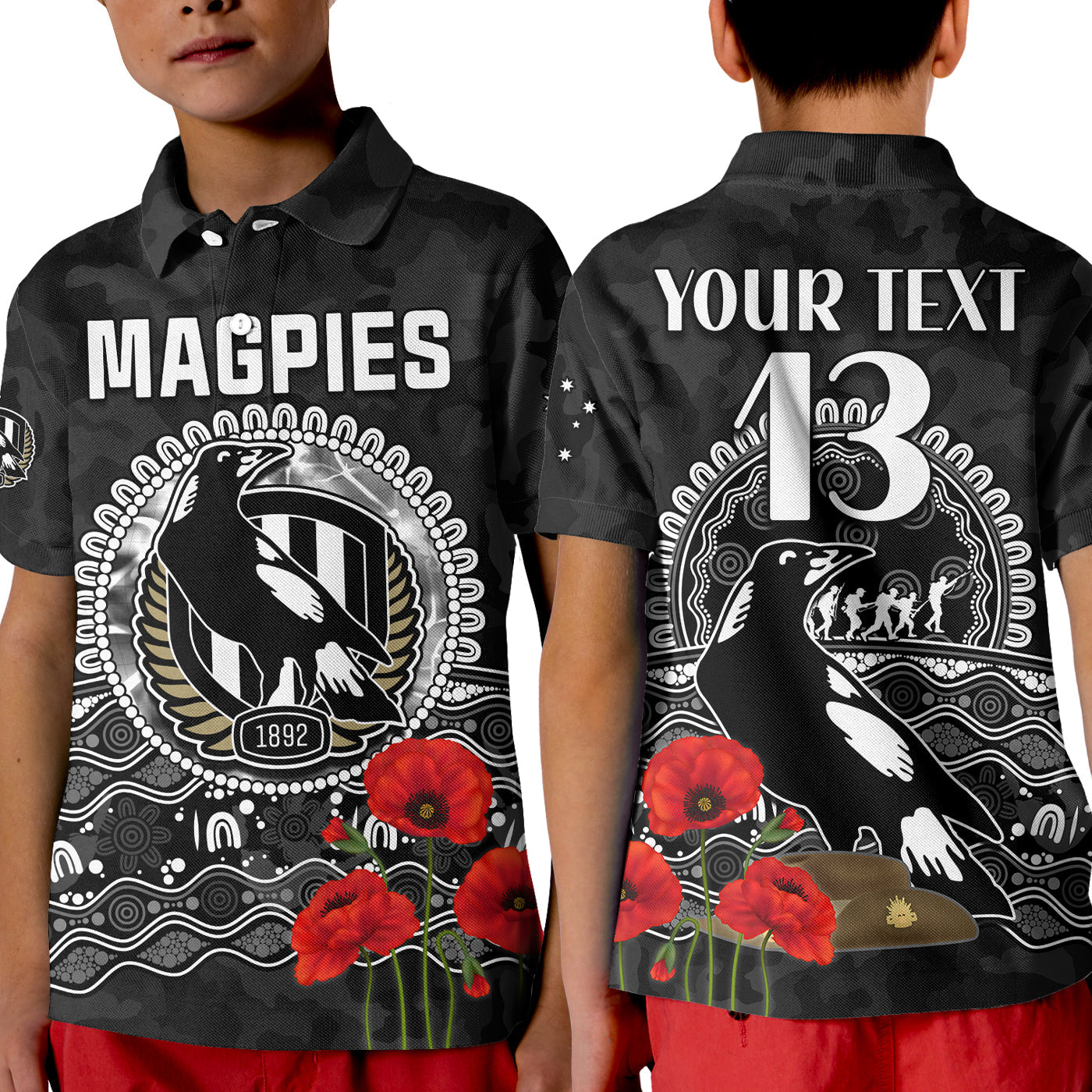 custom-text-and-number-magpies-football-anzac-day-polo-shirt-speical-poppy-mix-aboriginal