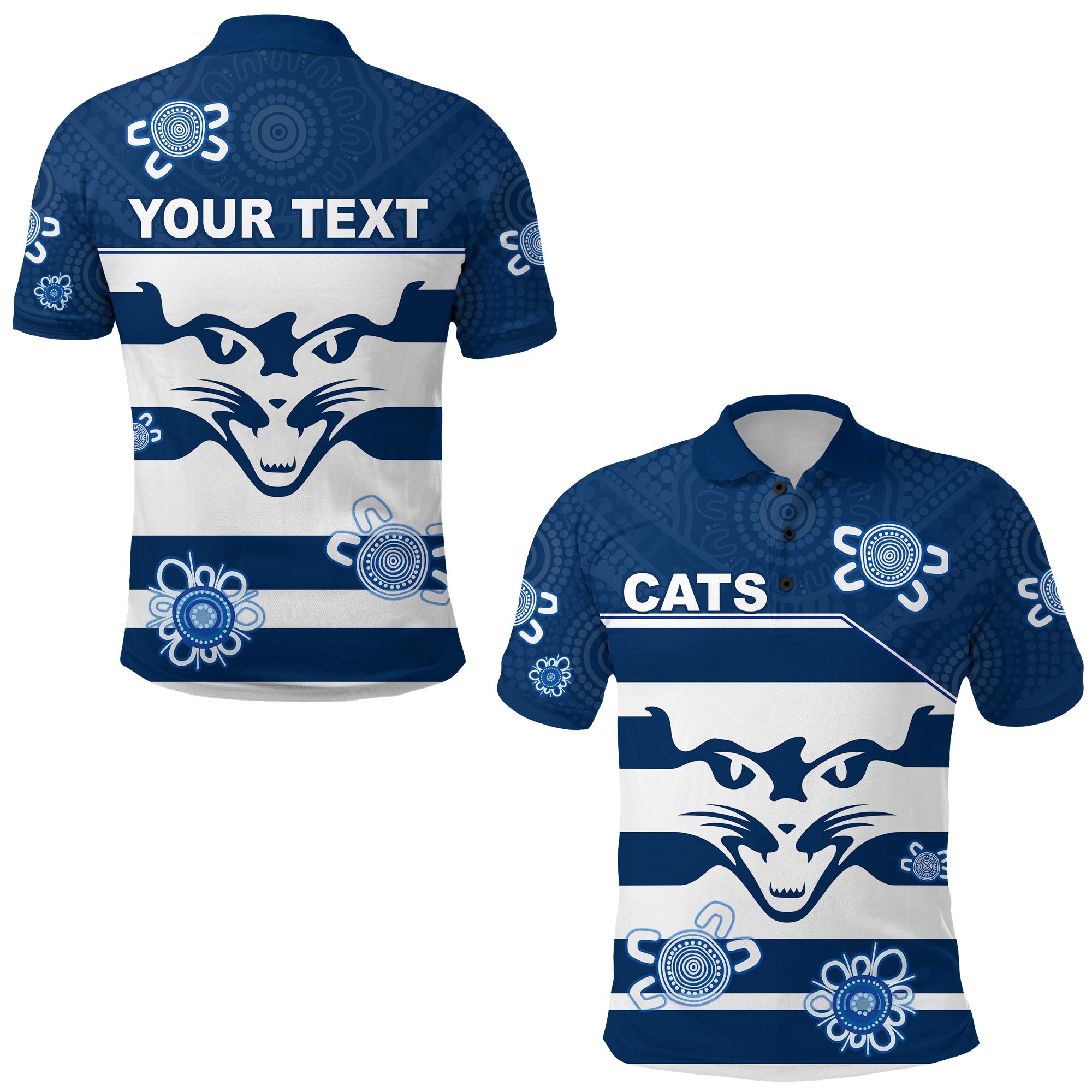 custom-personalised-cats-football-polo-shirt-geelong-indigenous