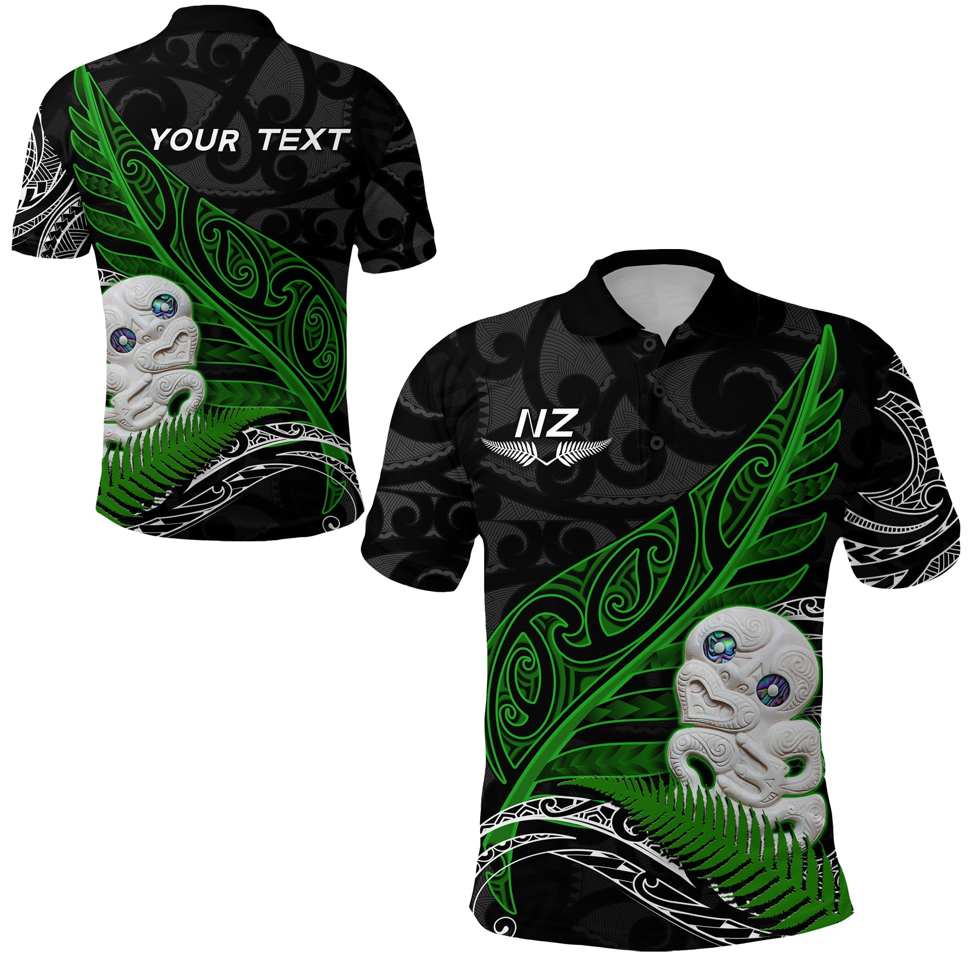 custom-personalised-aotearoa-maori-polo-shirt-hei-tiki-and-fern