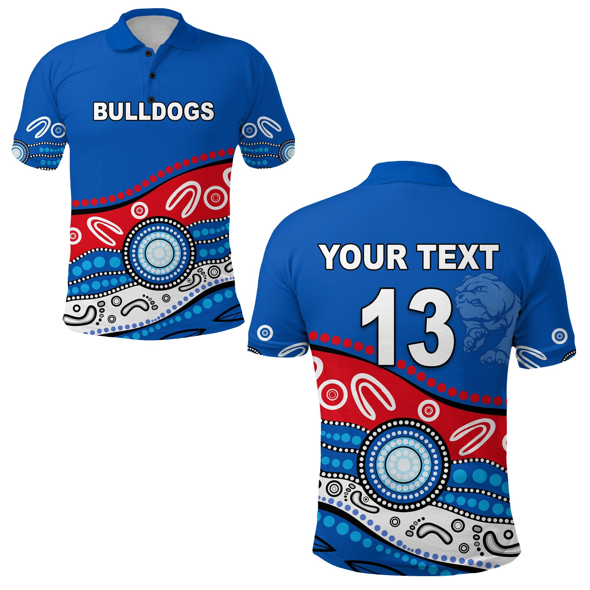 custom-personalised-bulldogs-indigenous-polo-shirt-western-custom-text-and-number