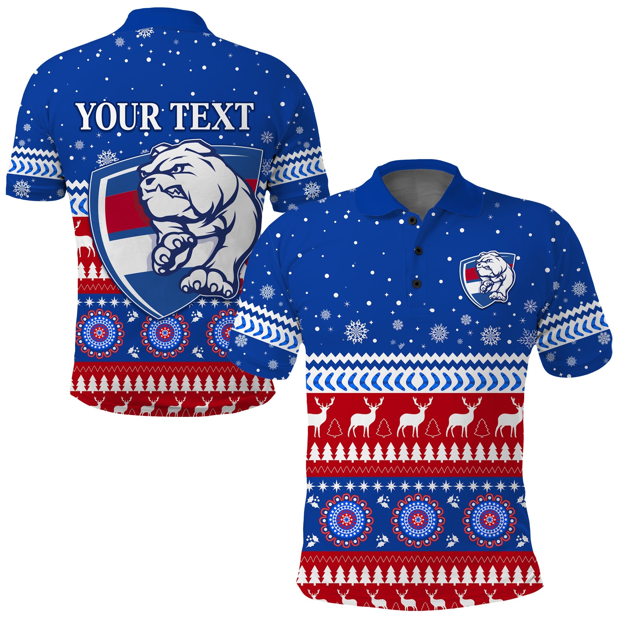 custom-personalised-bulldogs-football-christmas-polo-shirt-western-bulldogs