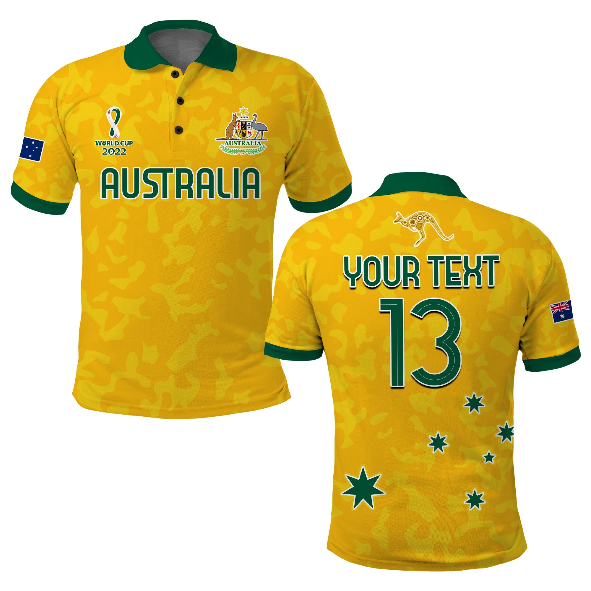 custom-text-and-number-australia-soccer-polo-shirt-world-cup-football-2022-socceroos-with-kangaroos