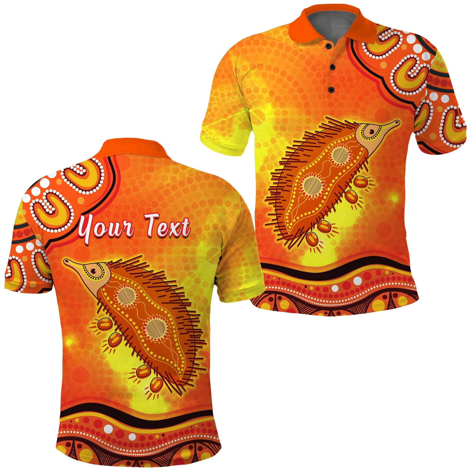 custom-personalised-echidna-aboriginal-polo-shirt-australian-animal