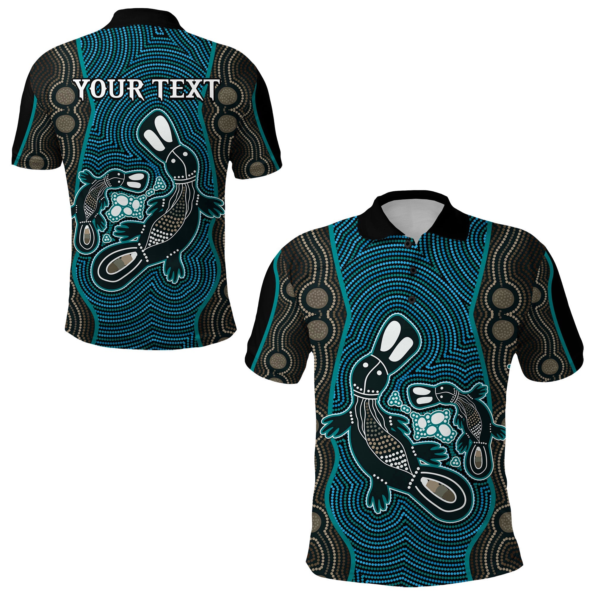 custom-personalised-aboriginal-dot-polo-shirt-platypus-victory-version-blue