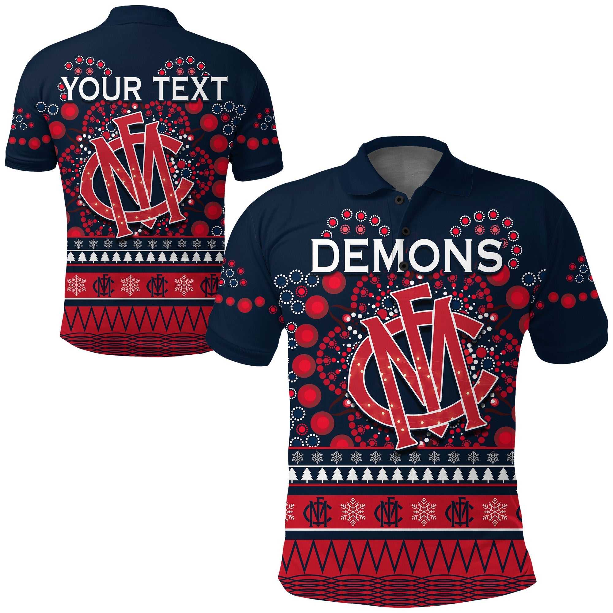 custom-personalised-demons-merry-christmas-polo-shirt-melbourne-football-indigenous