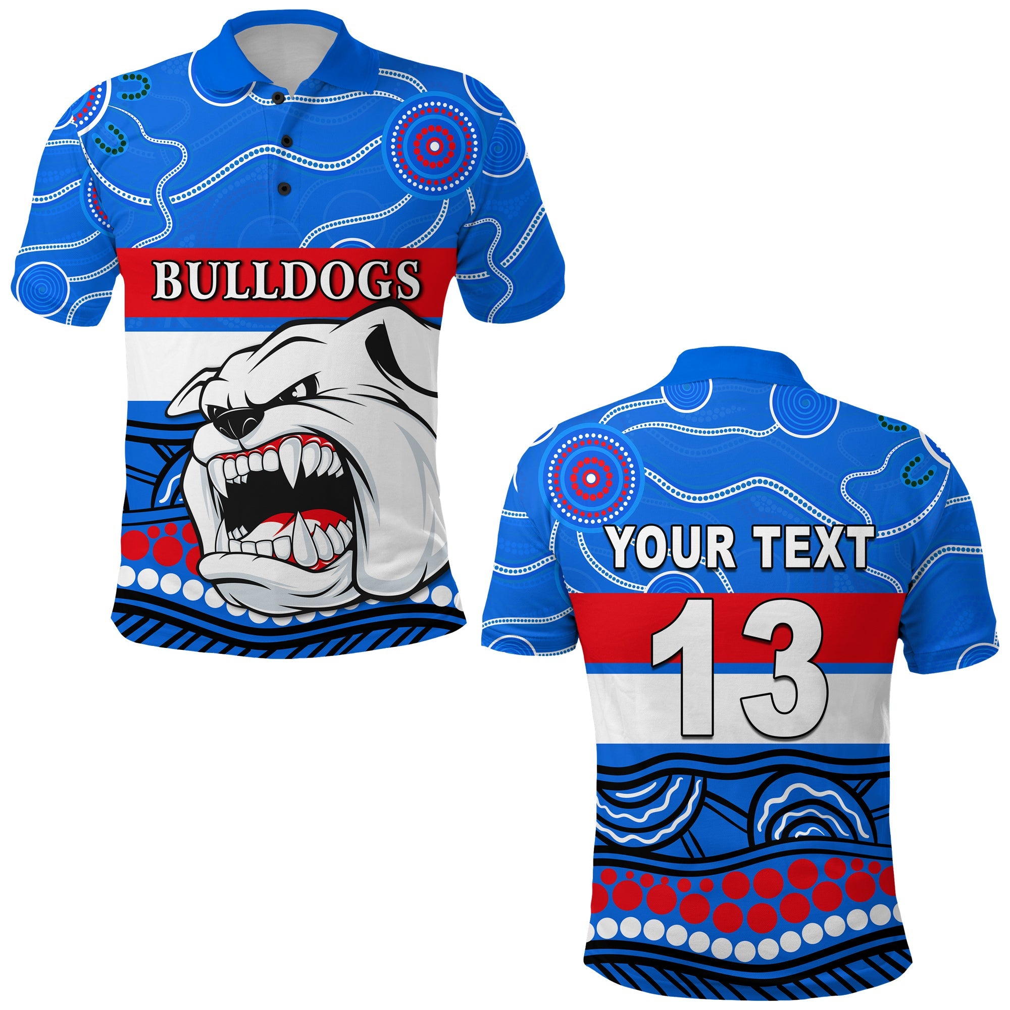 custom-personalised-bulldogs-indigenous-polo-shirt-western-football-custom-text-and-number