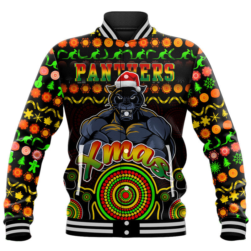 custom-personalised-panthers-christmas-vibe-with-aboriginal-dot-panting-style-baseball-jacket