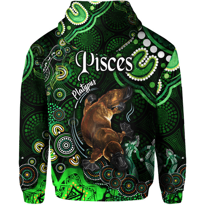 australian-astrology-zip-up-and-pullover-hoodie-pisces-platypus-zodiac-aboriginal-vibes-green