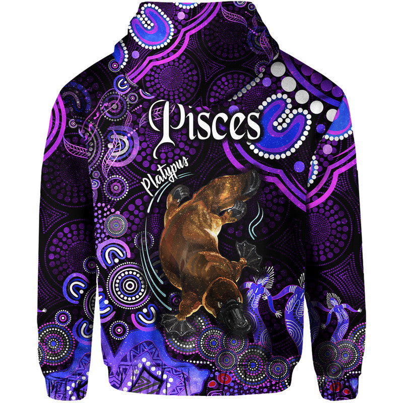 australian-astrology-zip-up-and-pullover-hoodie-pisces-platypus-zodiac-aboriginal-vibes-purple