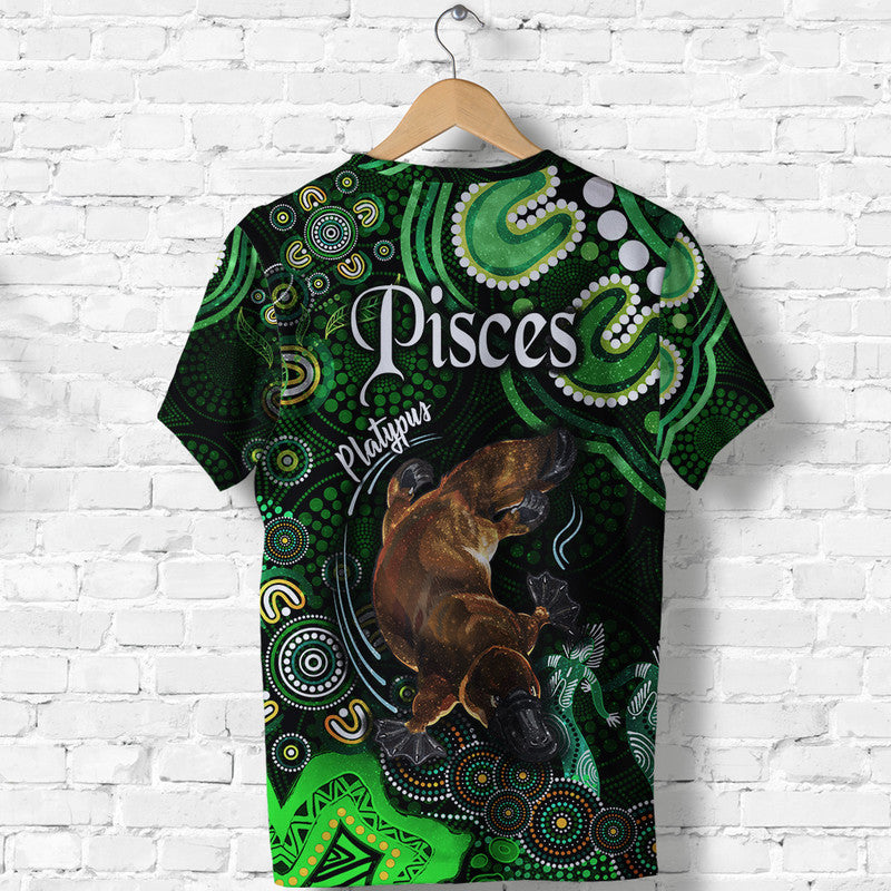 australian-astrology-t-shirt-pisces-platypus-zodiac-aboriginal-vibes-green