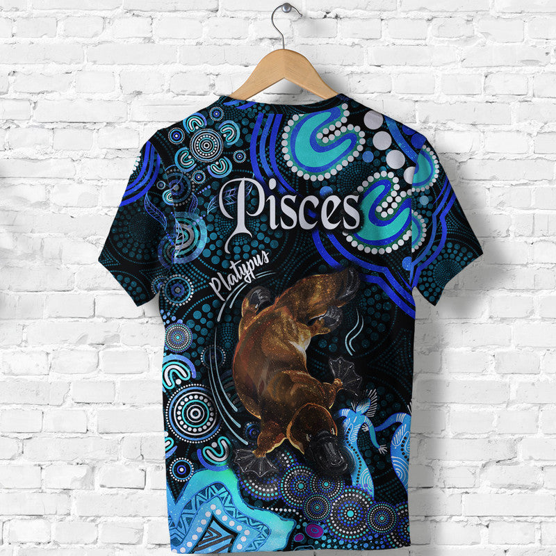 australian-astrology-t-shirt-pisces-platypus-zodiac-aboriginal-vibes-blue