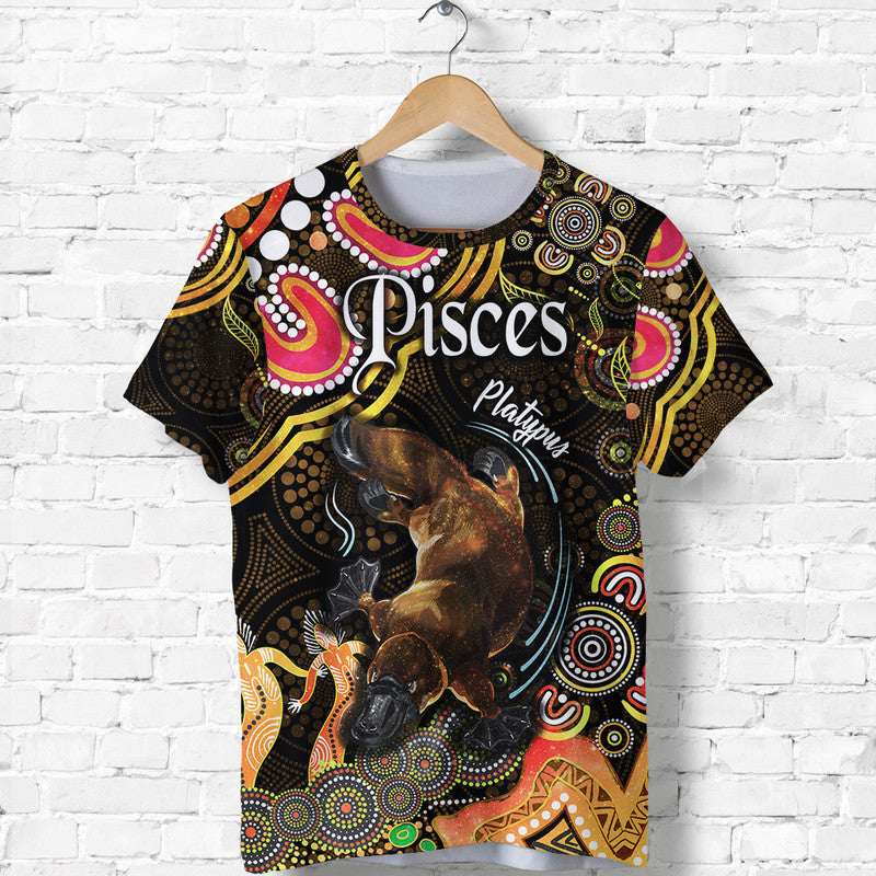 australian-astrology-t-shirt-pisces-platypus-zodiac-aboriginal-vibes-gold