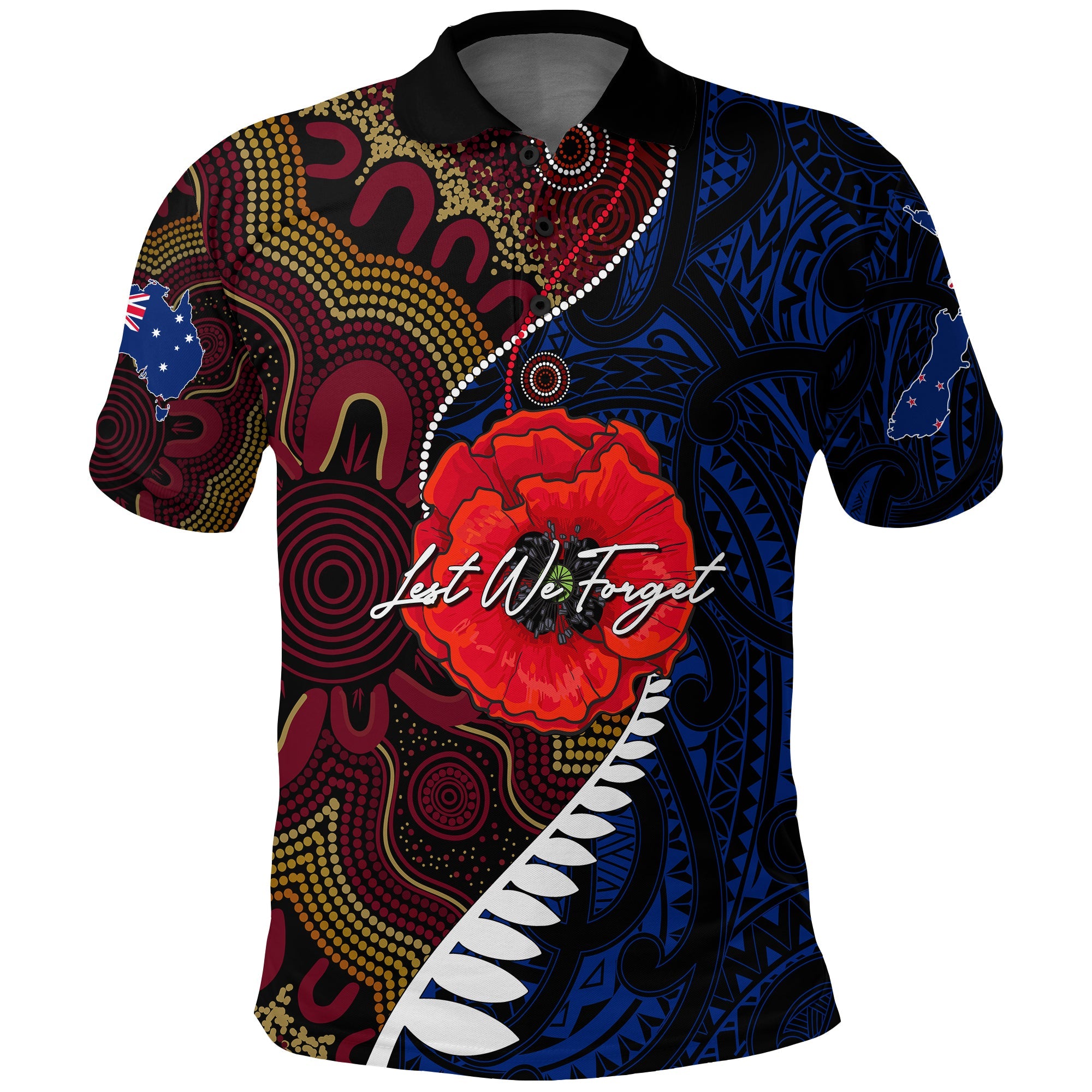 custom-personalised-aboriginal-mix-maori-anzac-day-polo-shirt-lest-we-forget