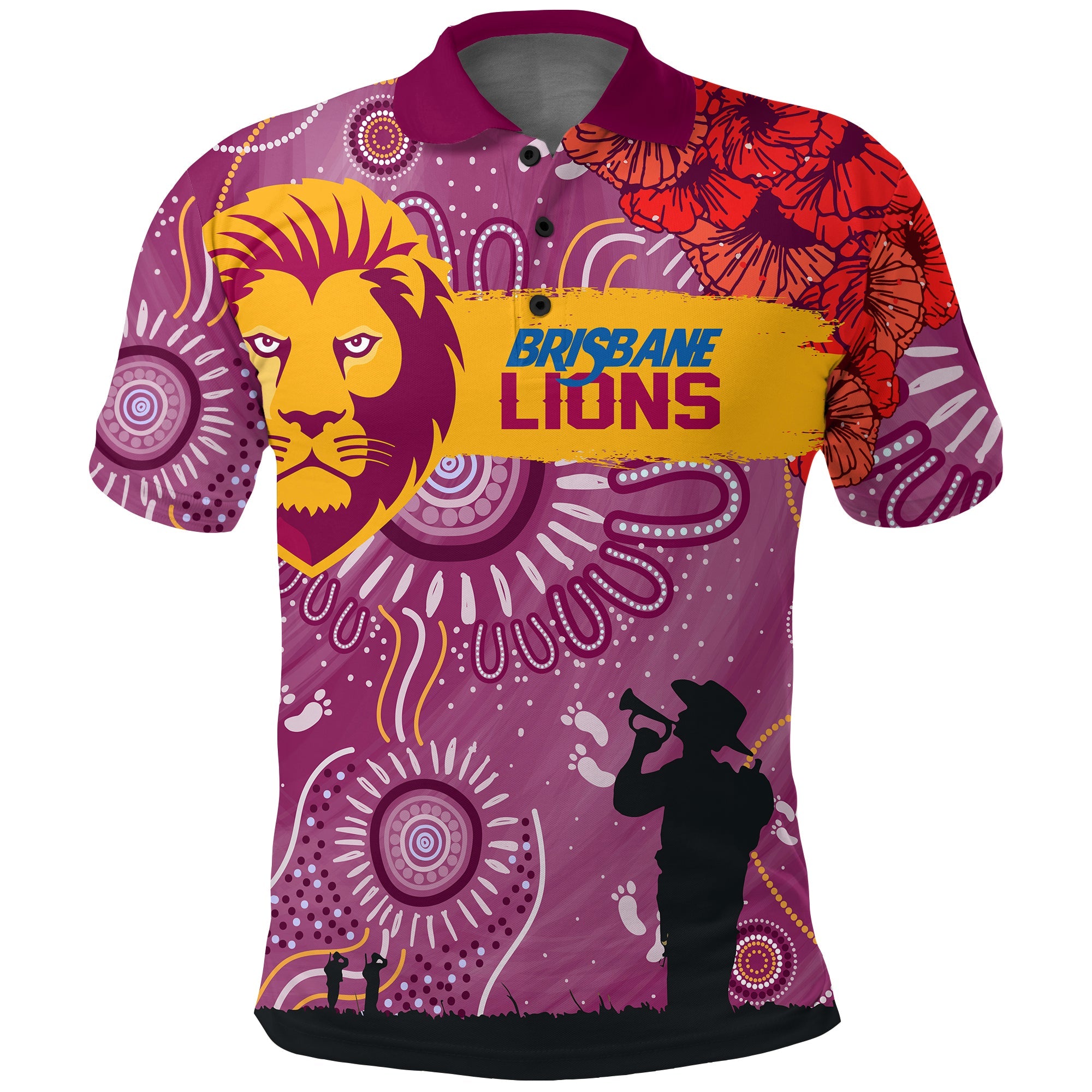 custom-personalised-brisbane-lions-indigenous-anzac-day-polo-shirt-we-will-remember