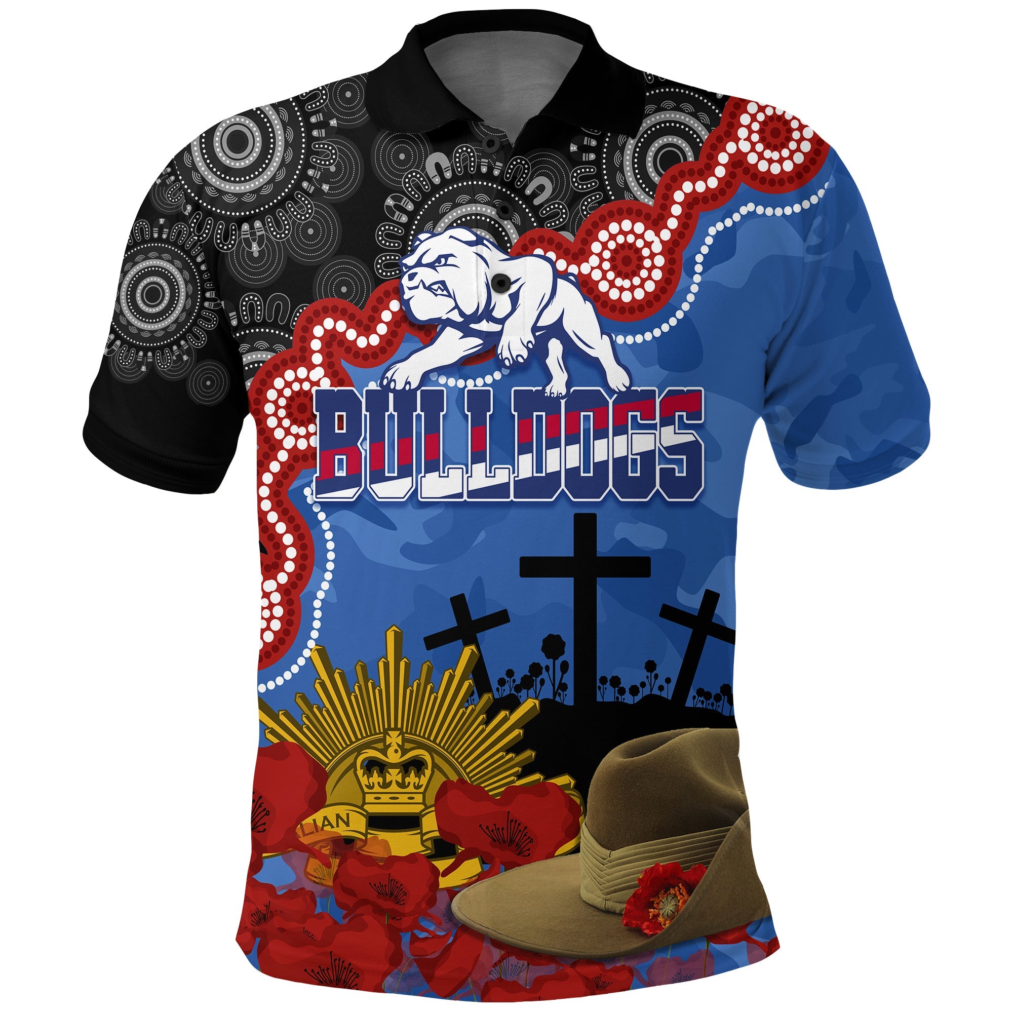 western-bulldogs-football-anzac-2023-polo-shirt-aboriginal-mix-slouch-hat