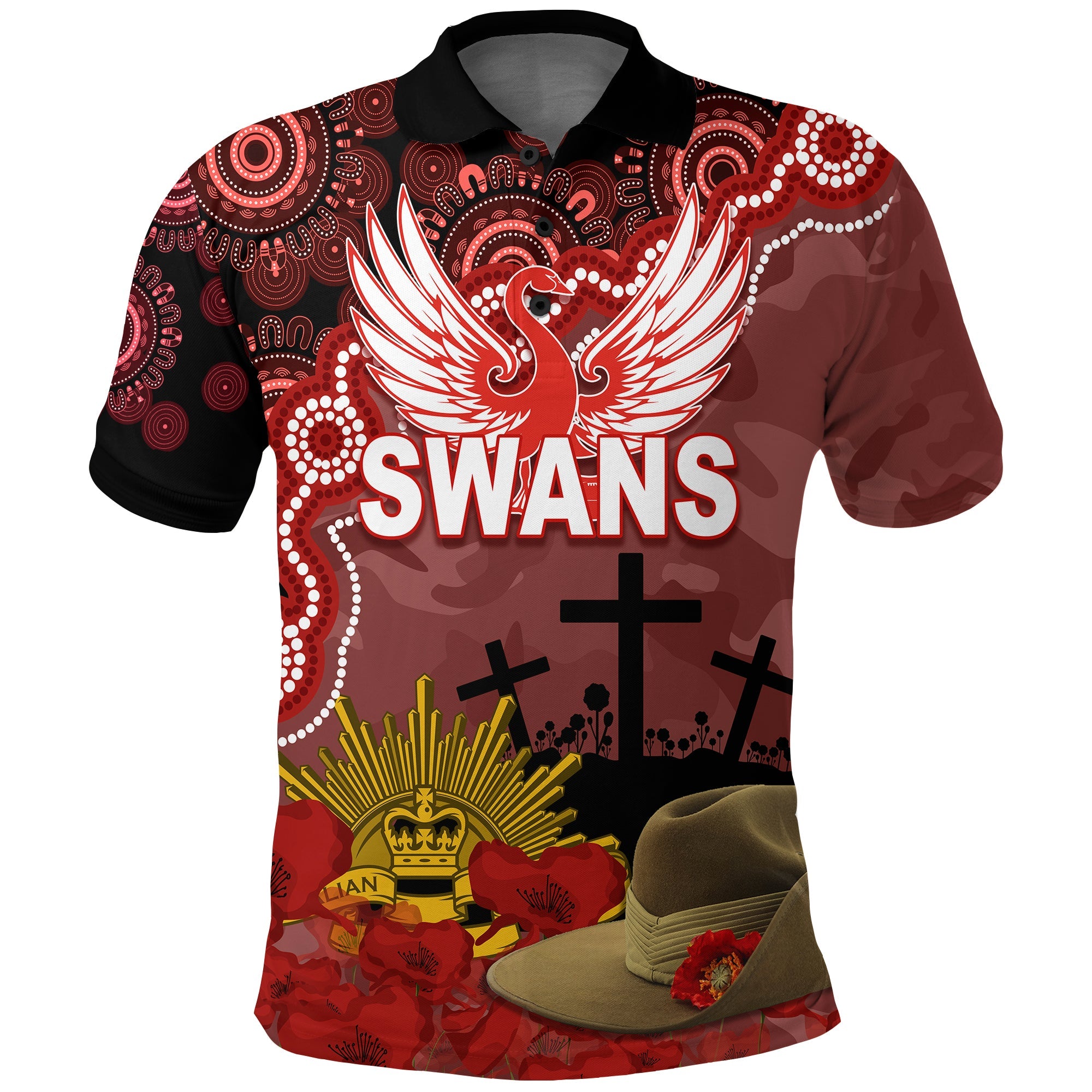 sydney-swans-football-anzac-2023-polo-shirt-aboriginal-mix-slouch-hat