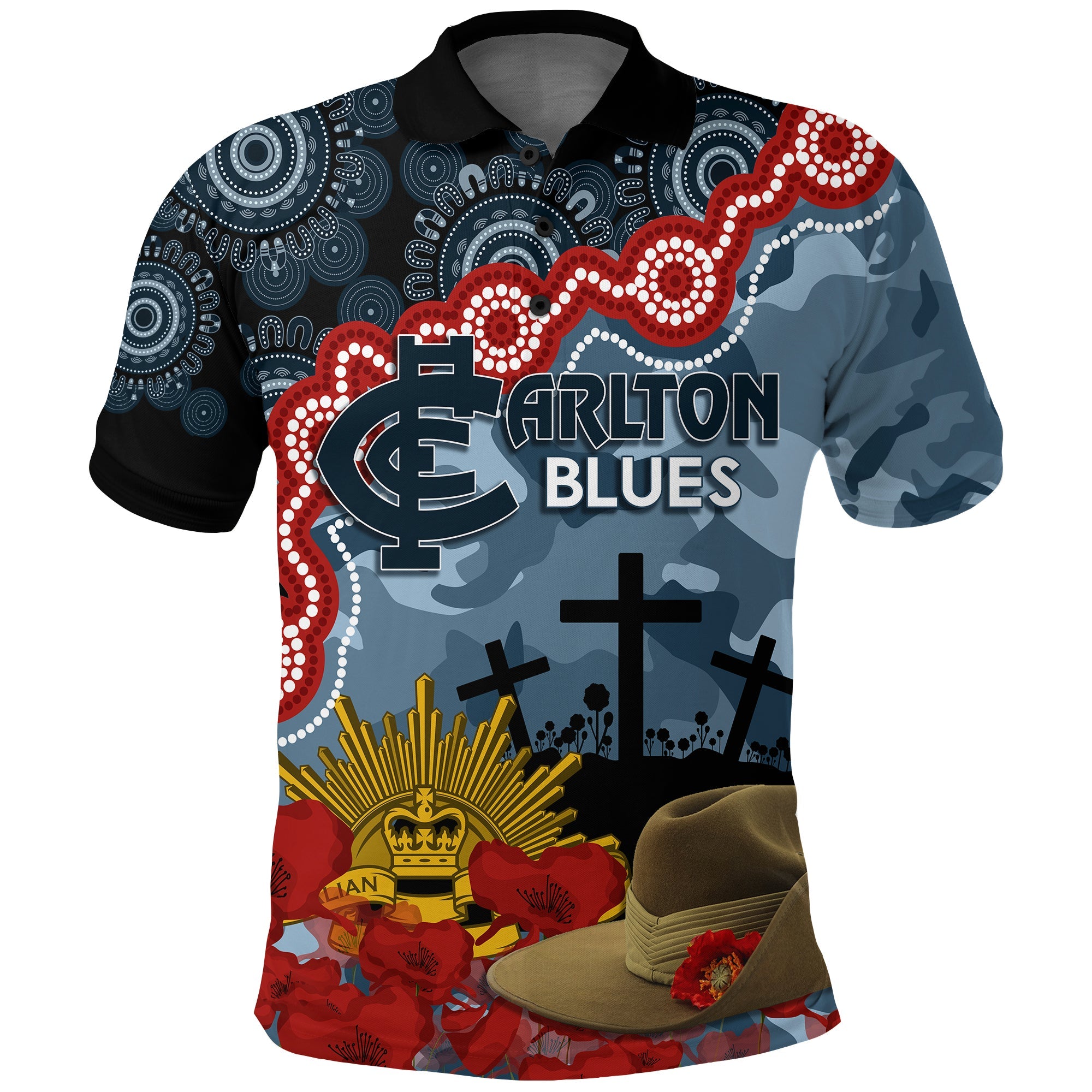 the-blues-football-anzac-2023-polo-shirt-aboriginal-mix-slouch-hat