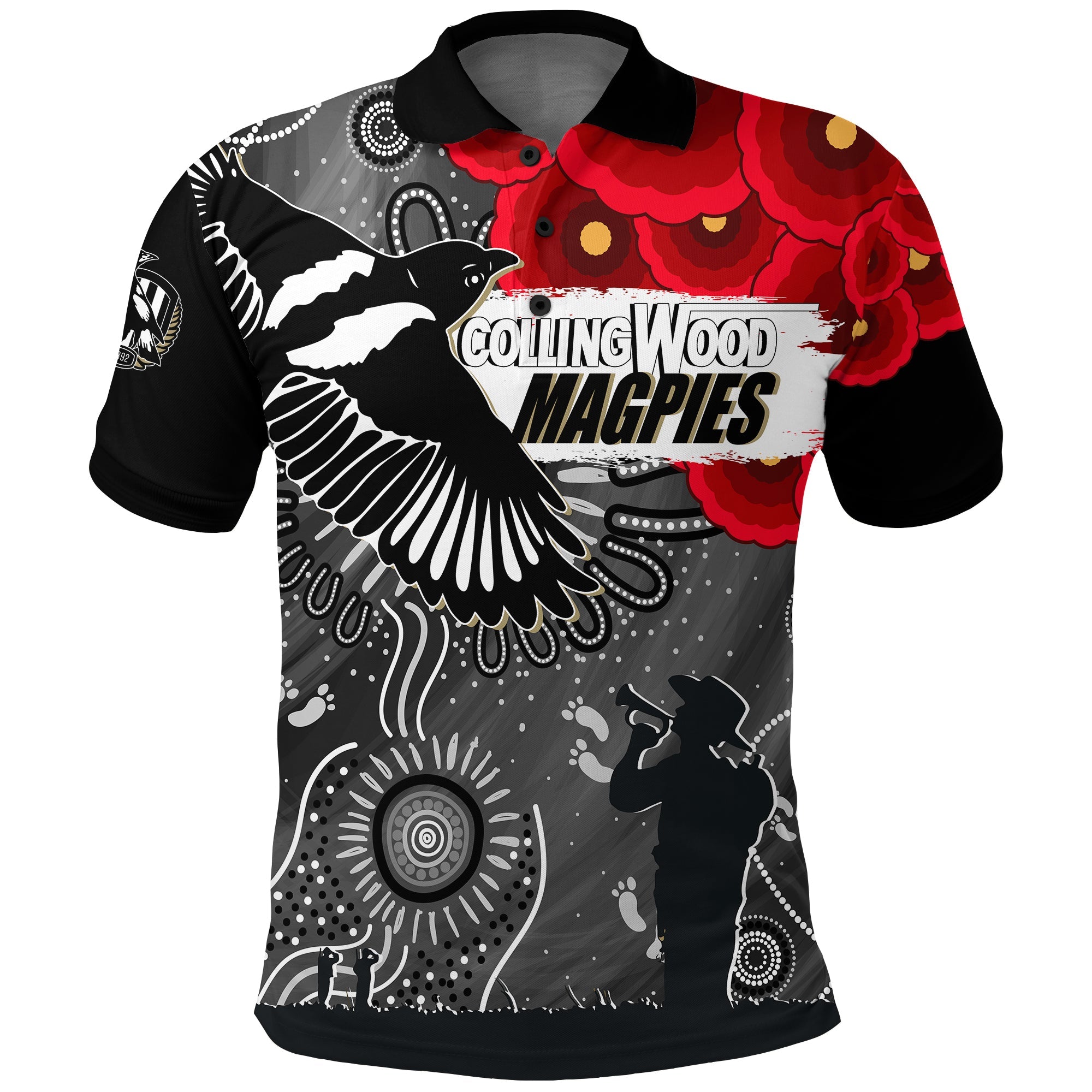 custom-personalised-collingwood-magpies-indigenous-anzac-day-polo-shirt-we-will-remember